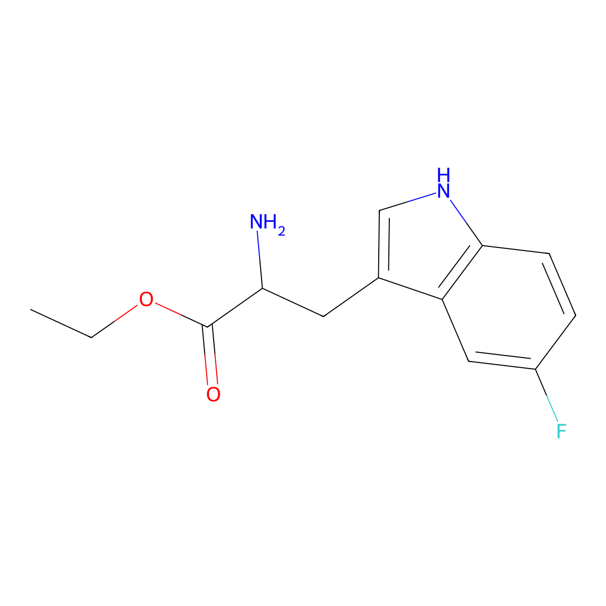 ethyl 2-amino-3-(5-fluoro-1H-indol-3-yl)propanoate molecular structure, CAS 154170-01-1