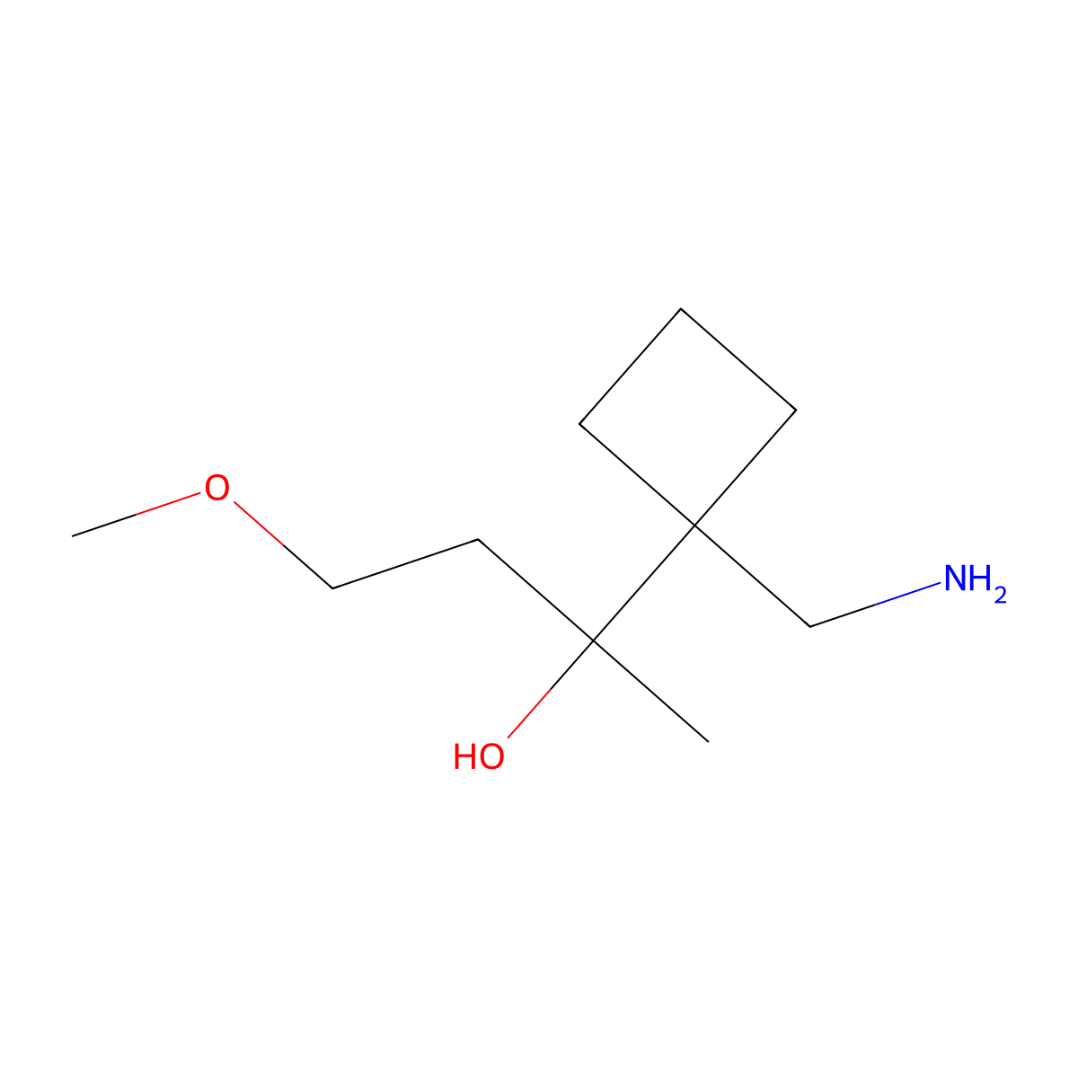 2-(1-(Aminomethyl)cyclobutyl)-4-methoxybutan-2-ol molecular structure, CAS 1541737-99-8