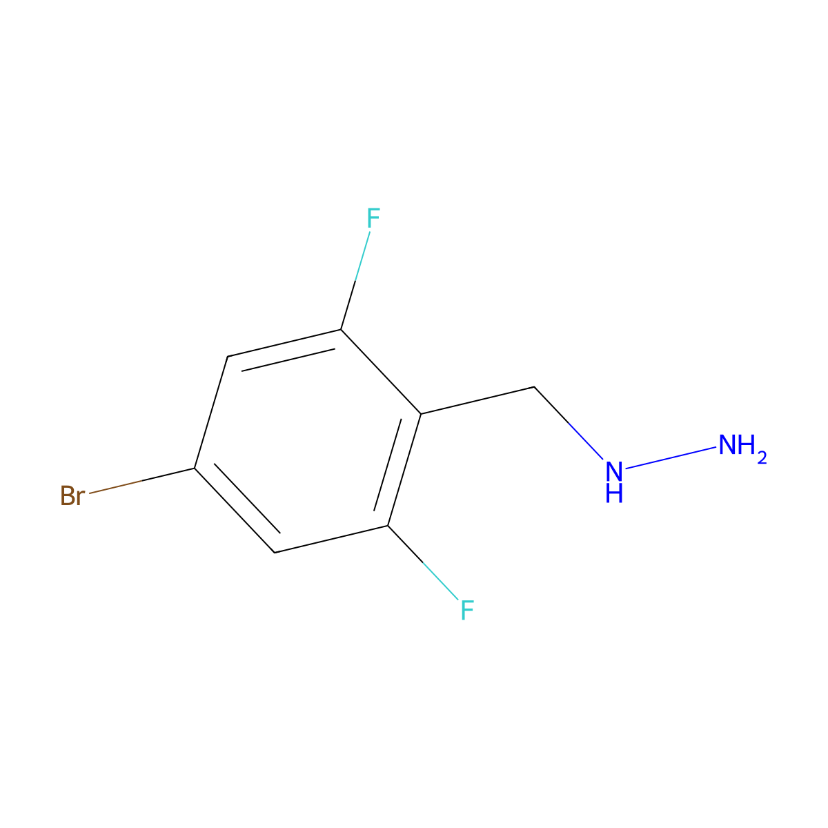 (4-Bromo-2,6-difluorobenzyl)hydrazine molecular structure, CAS 1541746-15-9