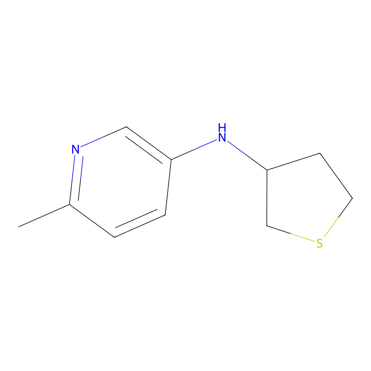 6-methyl-N-(thiolan-3-yl)pyridin-3-amine molecular structure, CAS 1541752-37-7