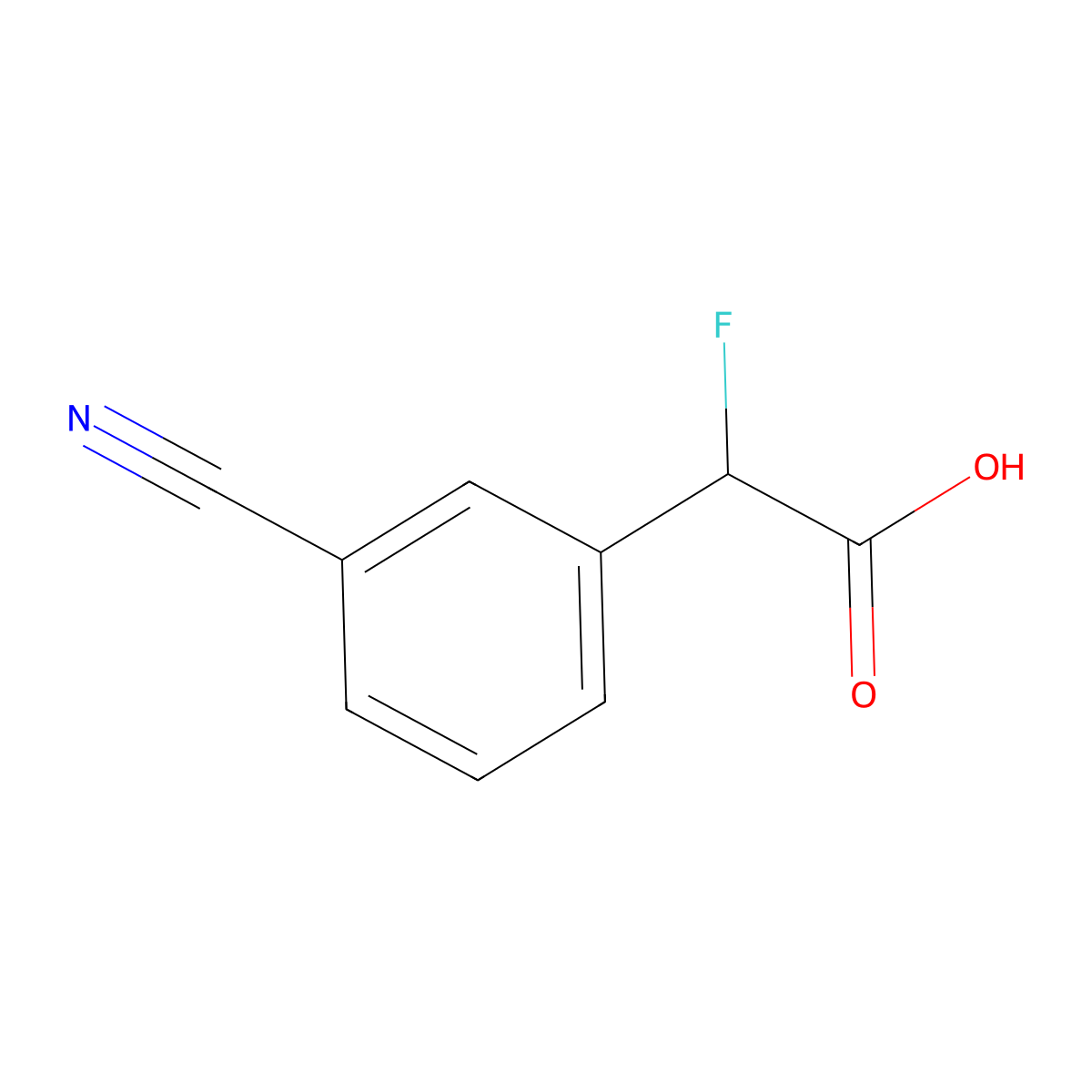 2-(3-Cyanophenyl)-2-fluoroacetic acid molecular structure, CAS 1541761-16-3