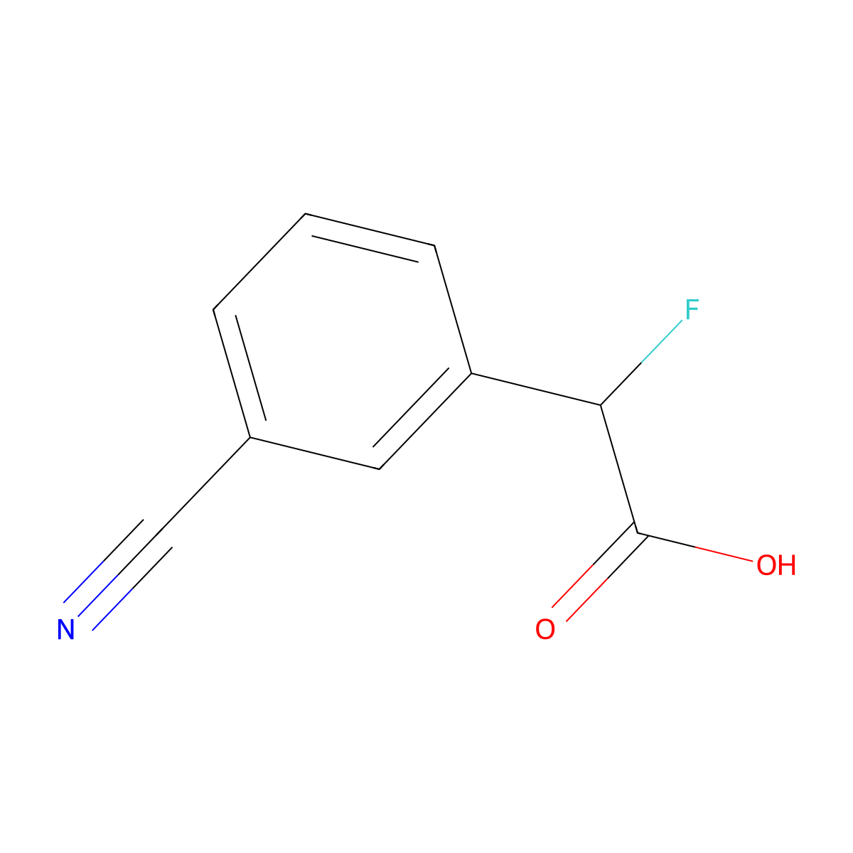 2-(3-Cyanophenyl)-2-fluoroacetic acid molecular structure, CAS 1541761-16-3