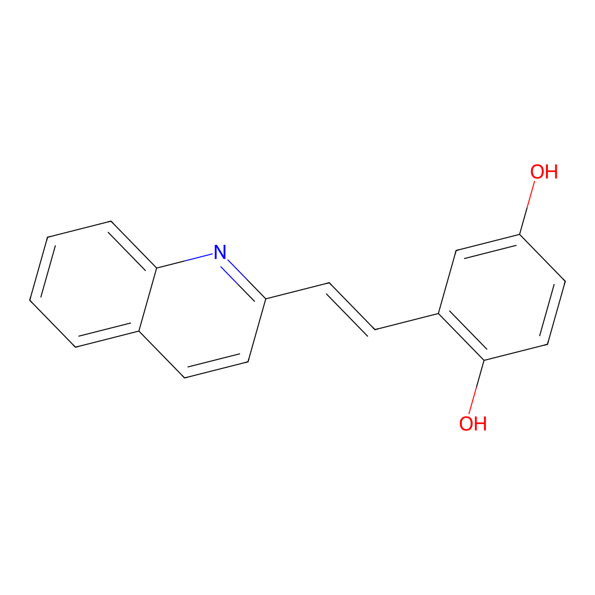 (E)-2-(2-(Quinolin-2-yl)vinyl)benzene-1,4-diol molecular structure, CAS 1541762-52-0