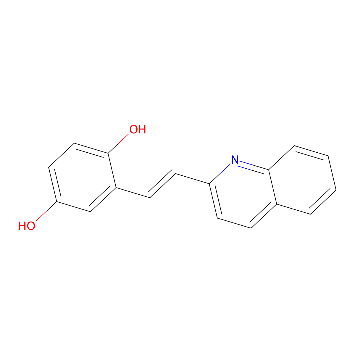 (E)-2-(2-(Quinolin-2-yl)vinyl)benzene-1,4-diol molecular structure, CAS 1541762-52-0