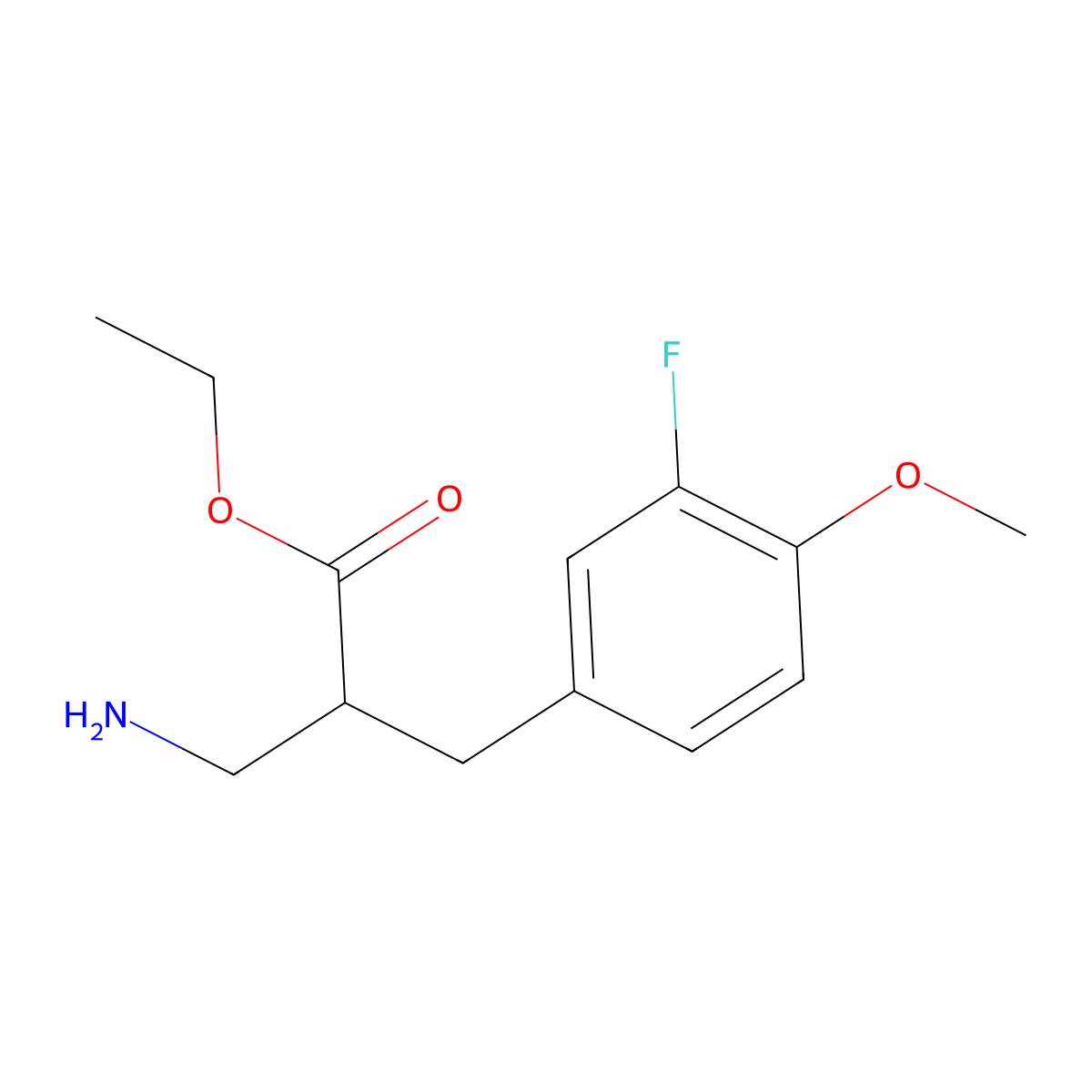 Ethyl 3-amino-2-[(3-fluoro-4-methoxyphenyl)methyl]propanoate molecular structure, CAS 1541802-50-9
