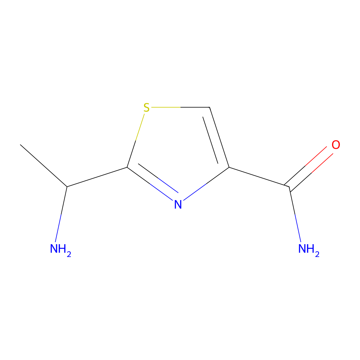 2-(1-Aminoethyl)-1,3-thiazole-4-carboxamide molecular structure, CAS 1541856-68-1