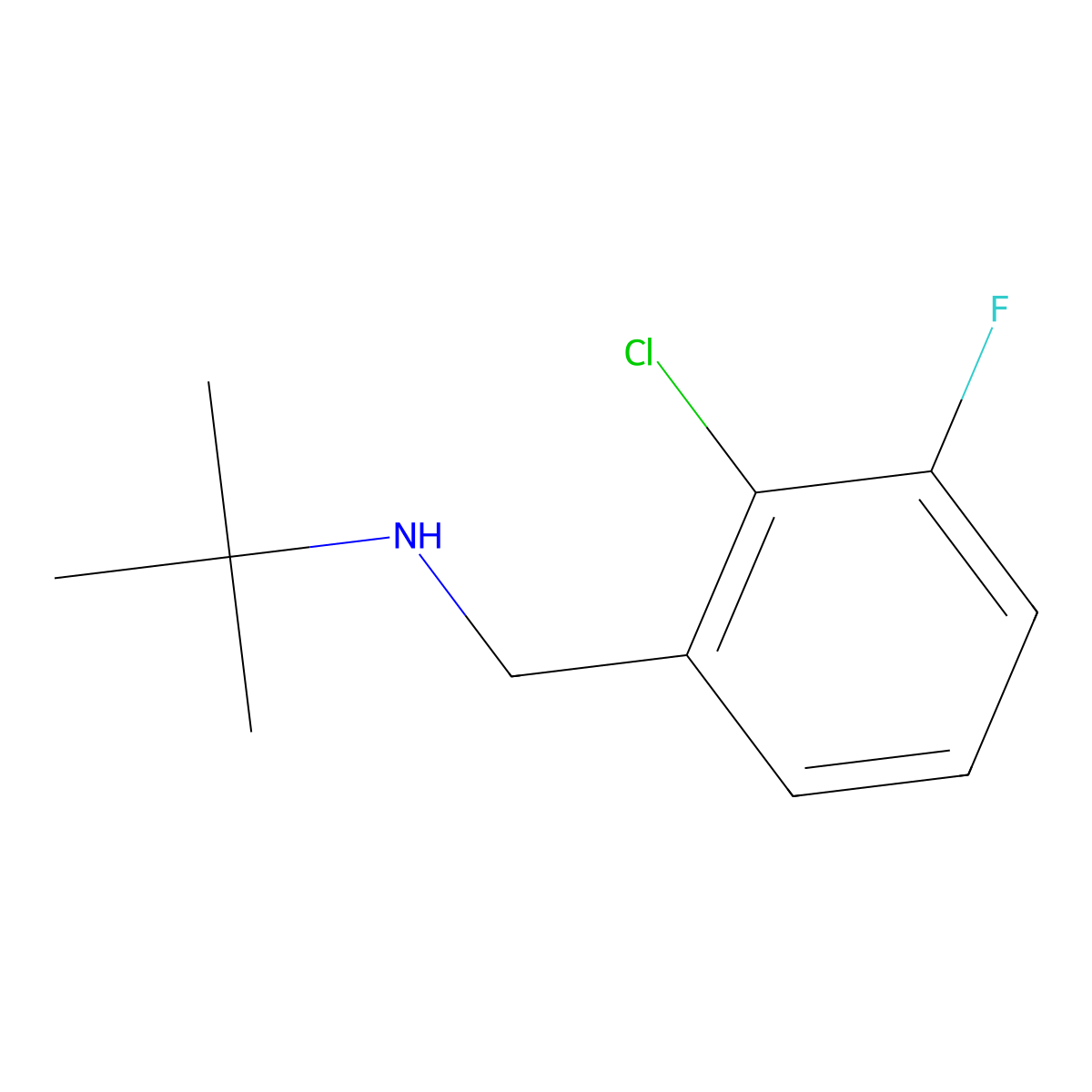 tert-Butyl[(2-chloro-3-fluorophenyl)methyl]amine molecular structure, CAS 1541877-13-7