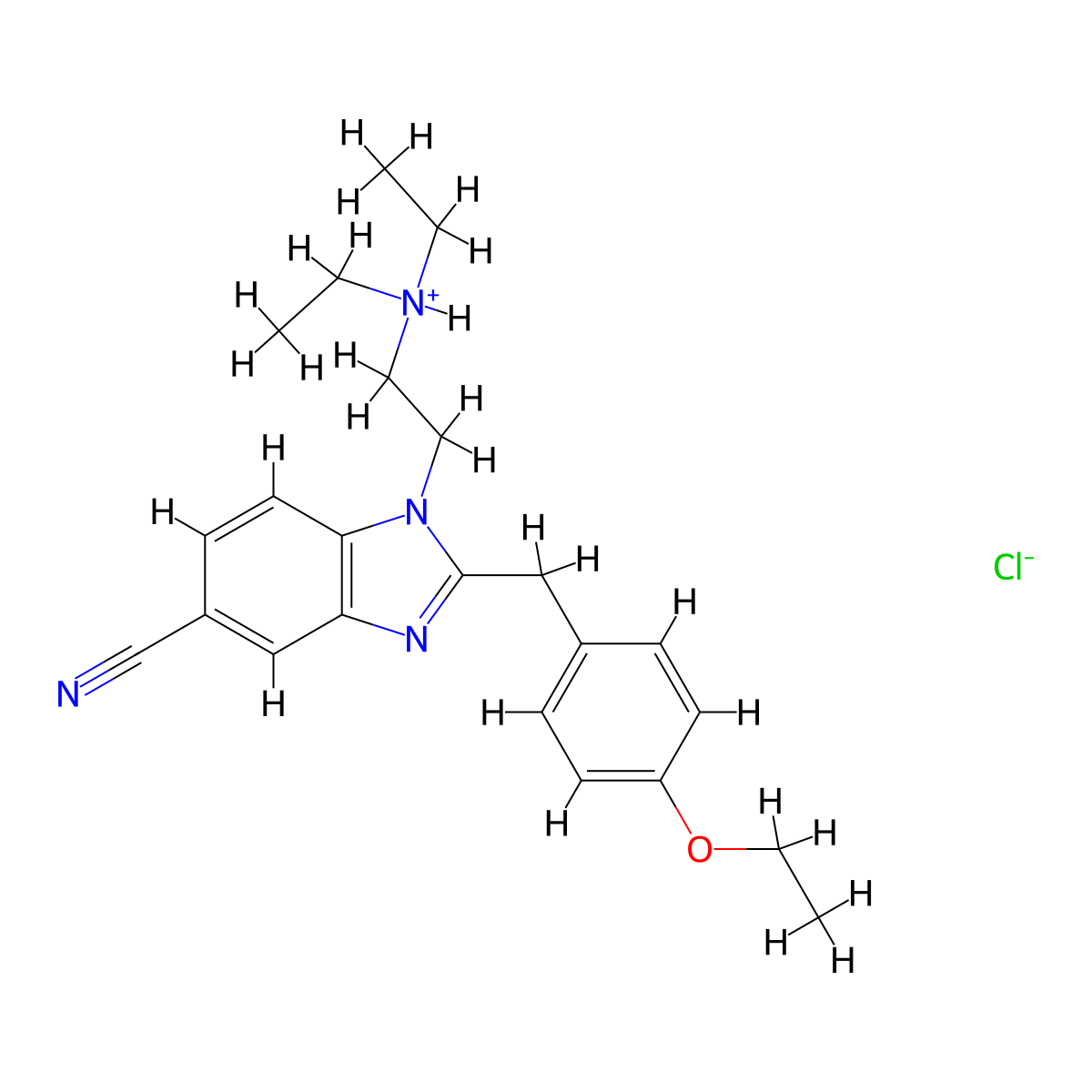 5-Benzimidazolecarbonitrile, 1-(2-(diethylamino)ethyl)-2-(p-ethoxybenzyl)-, monohydrochloride molecular structure, CAS 15419-87-1