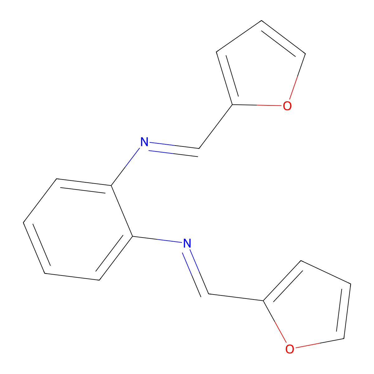 1,2-Benzenediamine, N,N'-bis(2-furanylmethylene)- molecular structure, CAS 15419-92-8