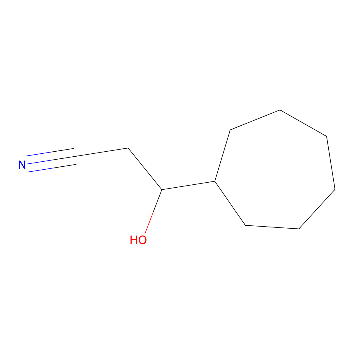 3-Cycloheptyl-3-hydroxypropanenitrile molecular structure, CAS 1541910-38-6
