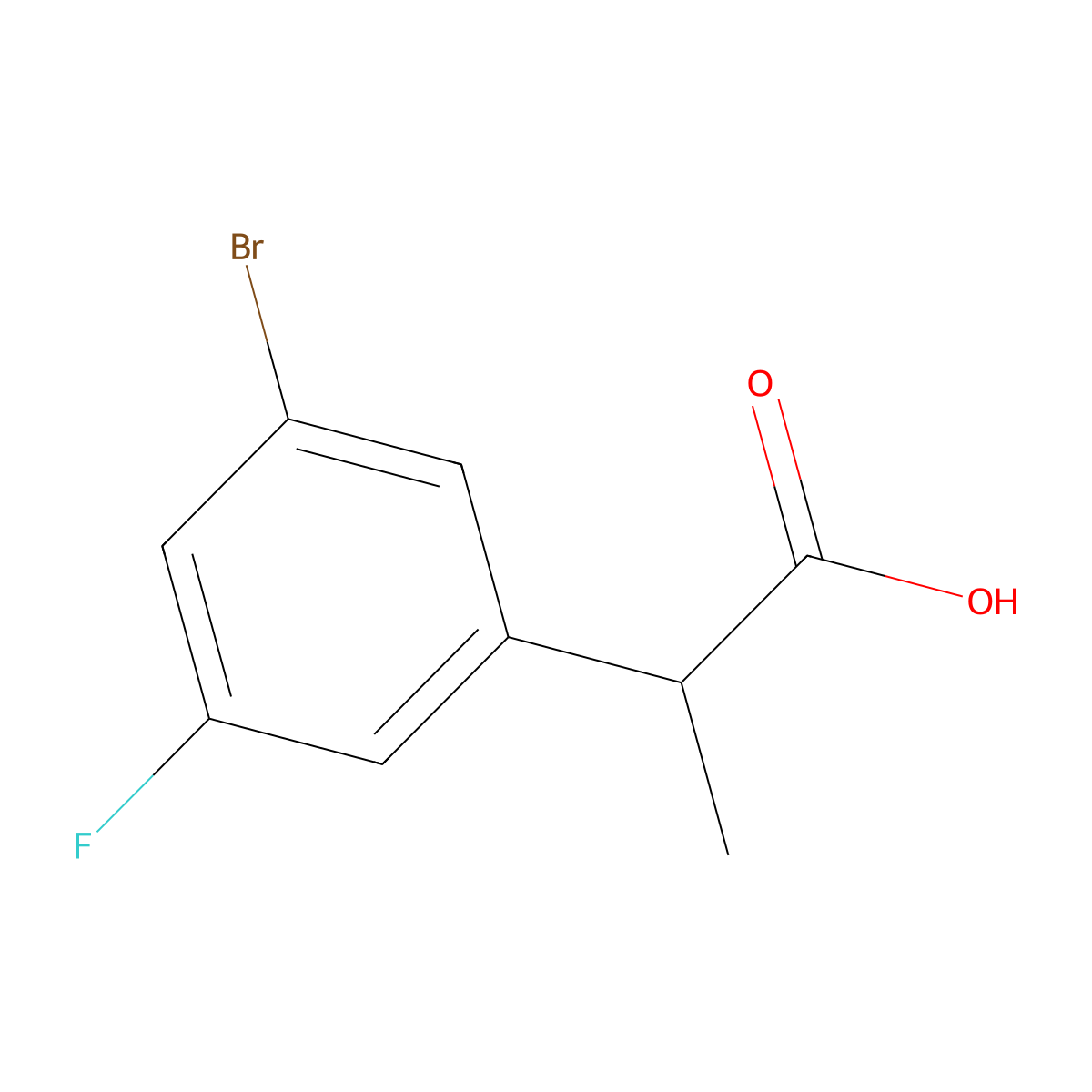 2-(3-Bromo-5-fluorophenyl)propanoicacid molecular structure, CAS 1541918-14-2