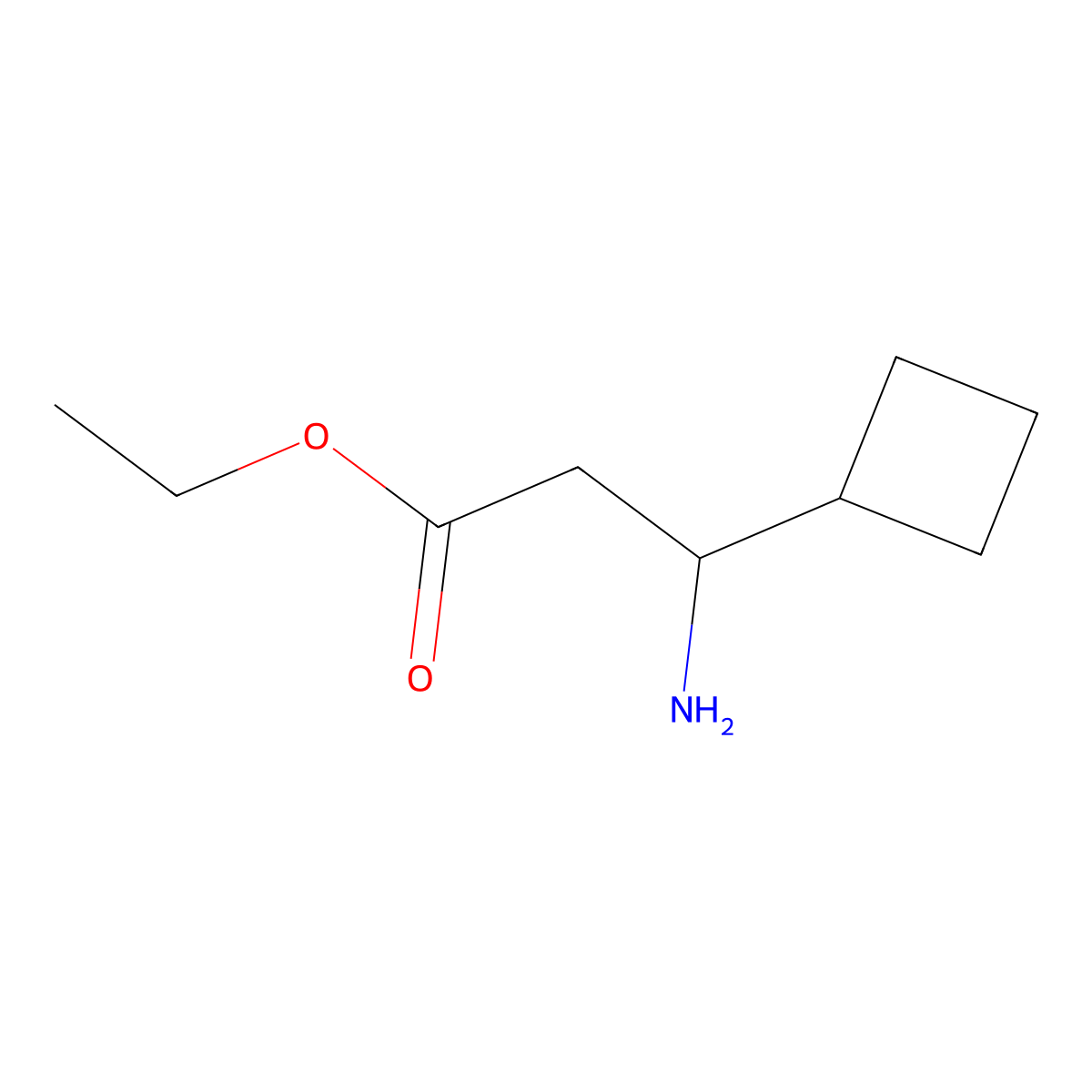 Ethyl 3-amino-3-cyclobutylpropanoate molecular structure, CAS 1541942-63-5