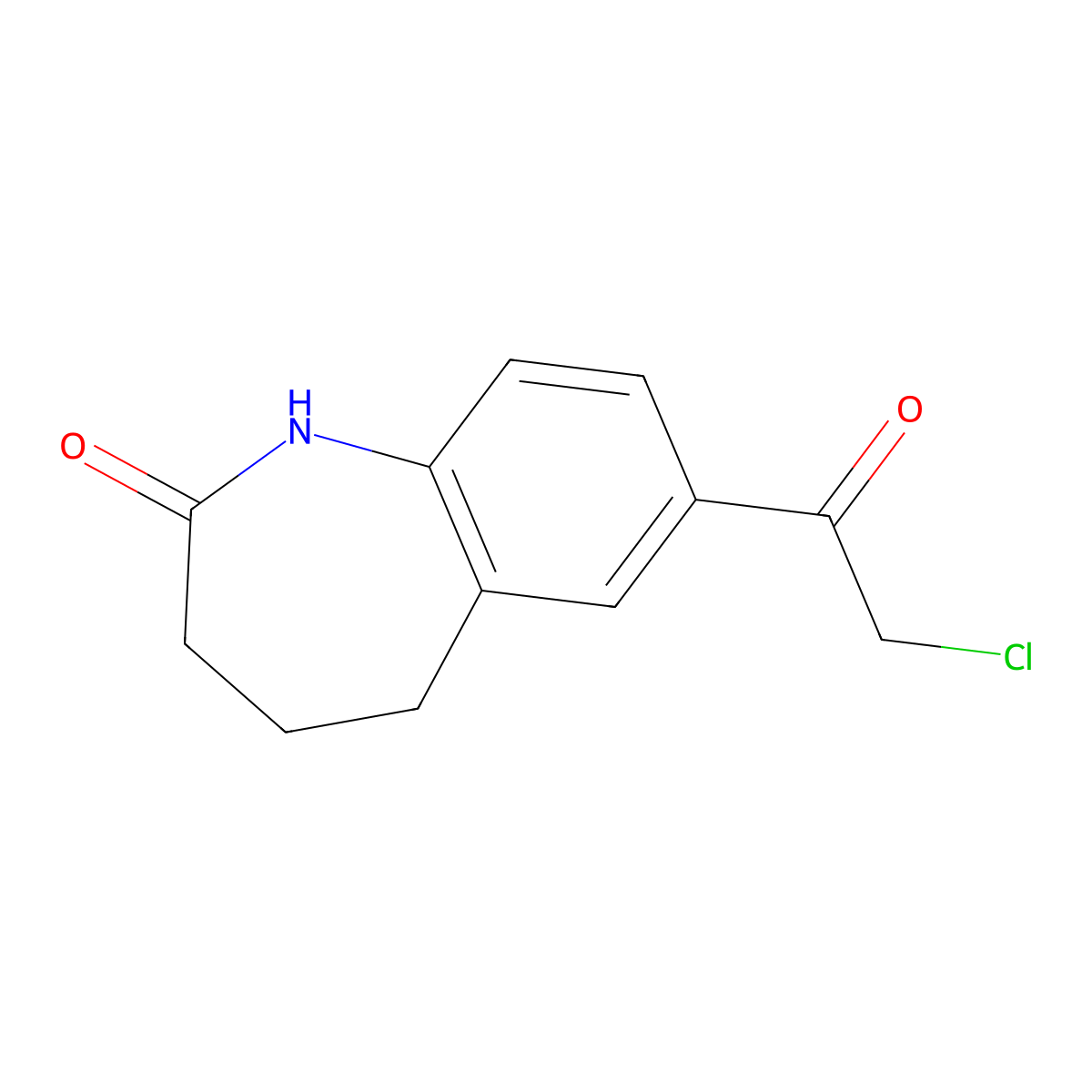 7-(2-chloroacetyl)-2,3,4,5-tetrahydro-1H-1-benzazepin-2-one molecular structure, CAS 154195-54-7