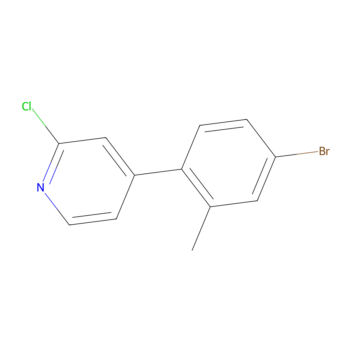 4-(4-Bromo-2-methylphenyl)-2-chloropyridine molecular structure, CAS 1541963-83-0