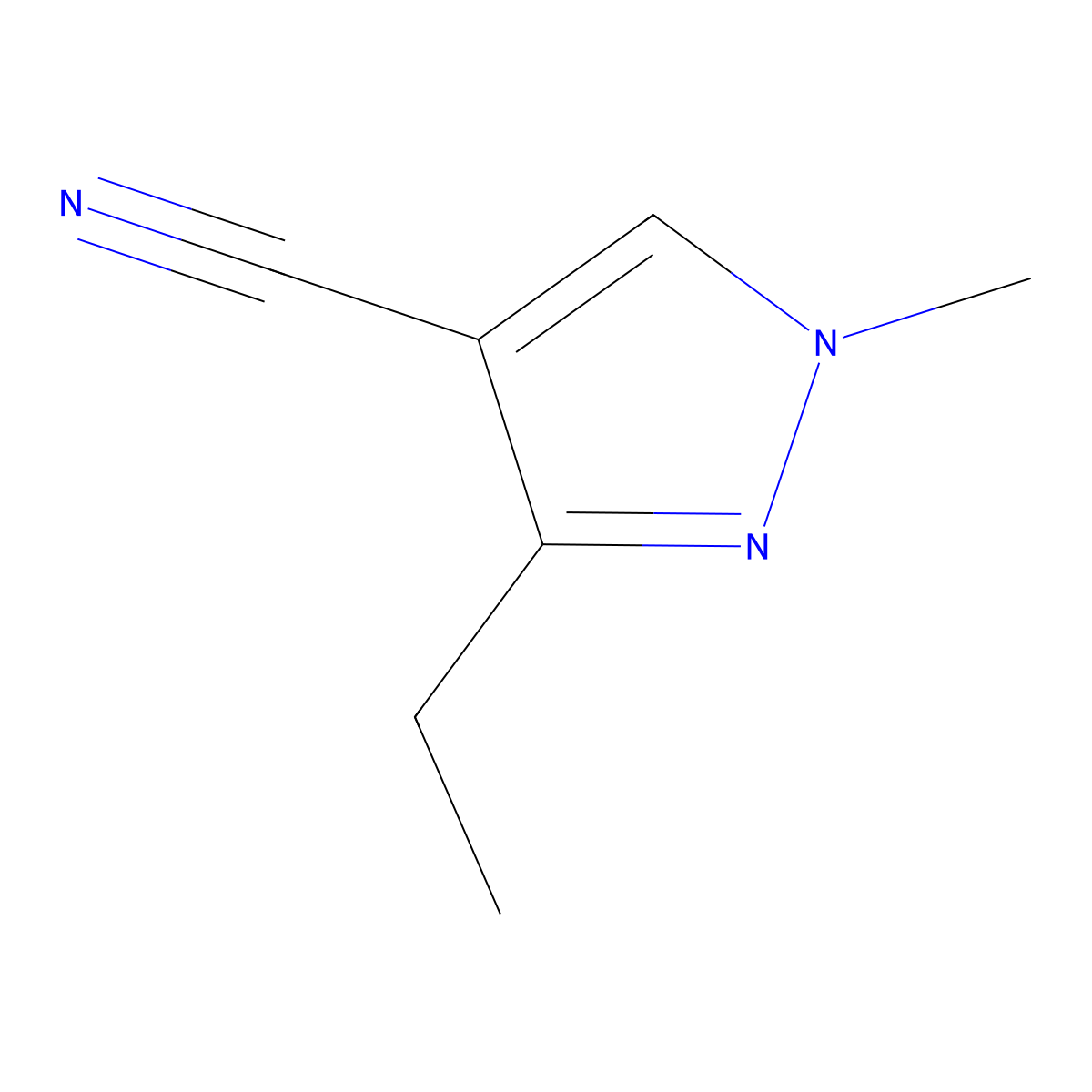 3-ethyl-1-methyl-1H-pyrazole-4-carbonitrile molecular structure, CAS 1541967-39-8