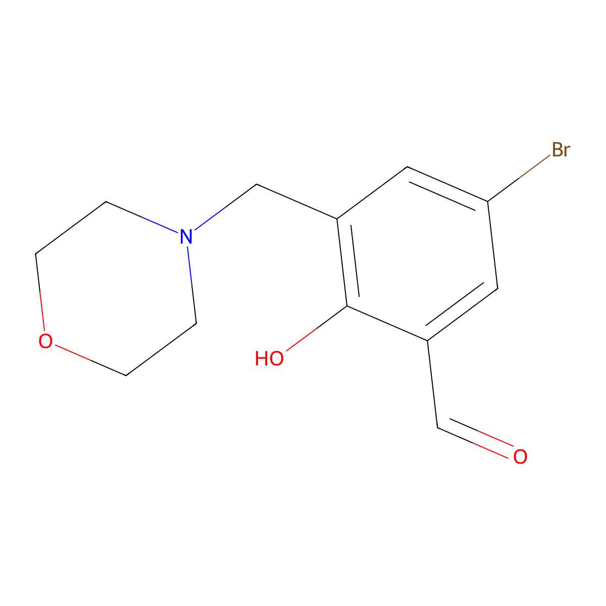 5-Bromo-2-hydroxy-3-(morpholinomethyl)benzaldehyde molecular structure, CAS 154198-11-5