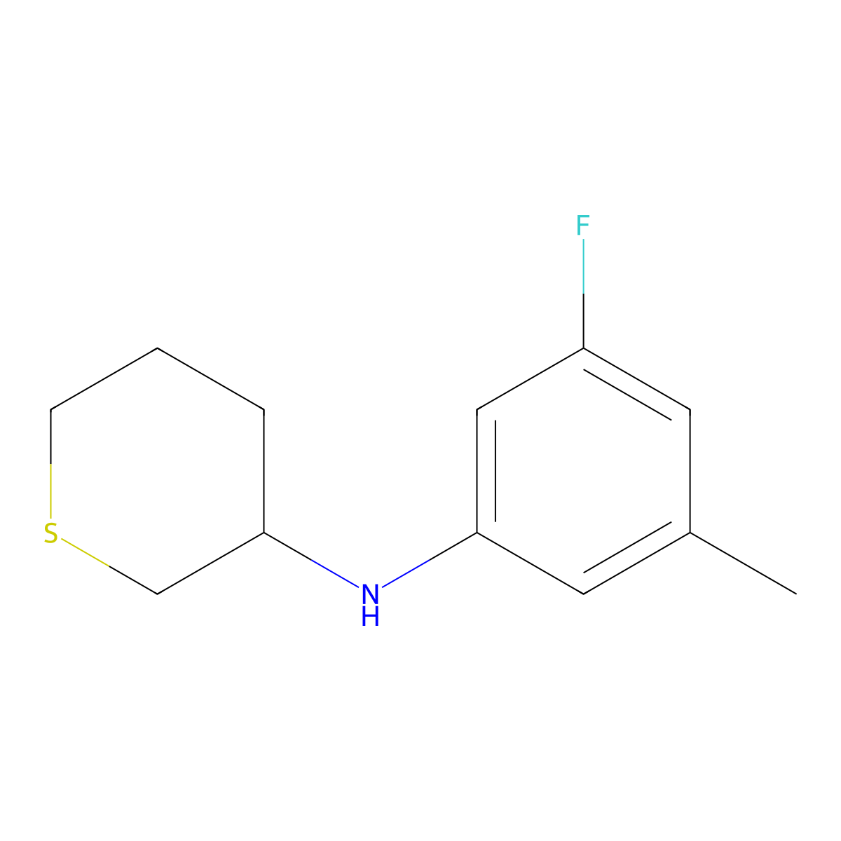 n-(3-Fluoro-5-methylphenyl)tetrahydro-2h-thiopyran-3-amine molecular structure, CAS 1541985-55-0