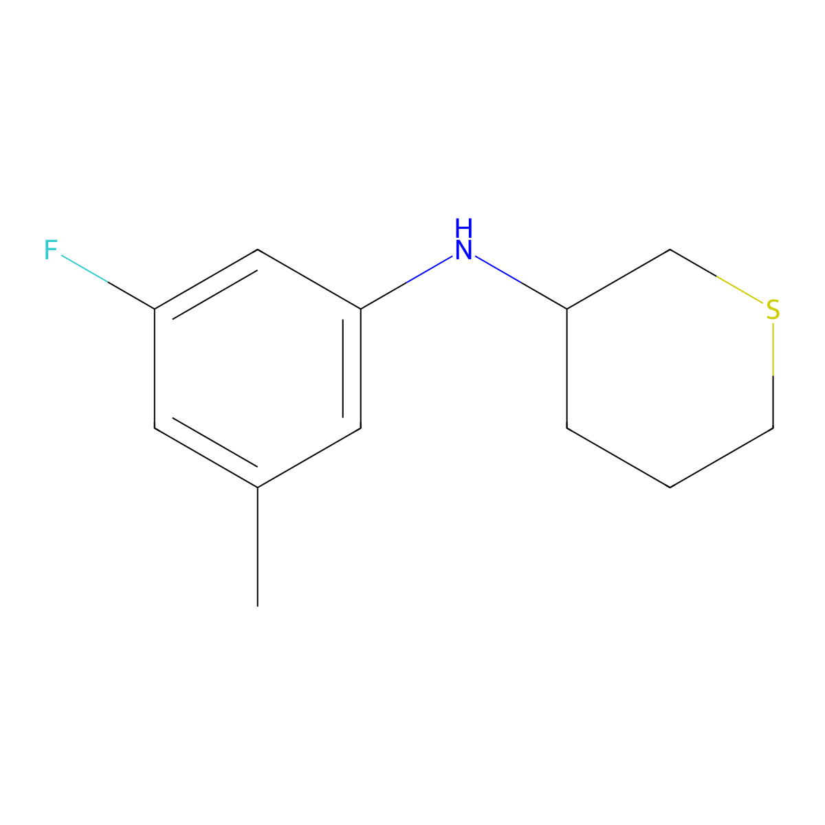 n-(3-Fluoro-5-methylphenyl)tetrahydro-2h-thiopyran-3-amine molecular structure, CAS 1541985-55-0