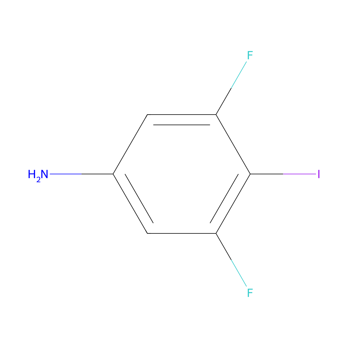 3,5-Difluoro-4-iodoaniline molecular structure, CAS 1542-34-3