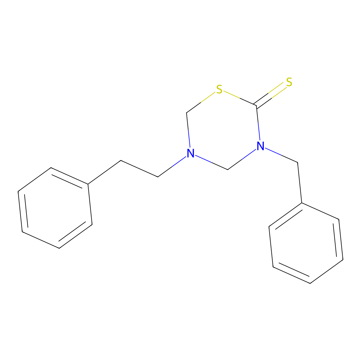 3-Benzyl-5-phenethyl-1,3,5-thiadiazinane-2-thione molecular structure, CAS 154200-54-1
