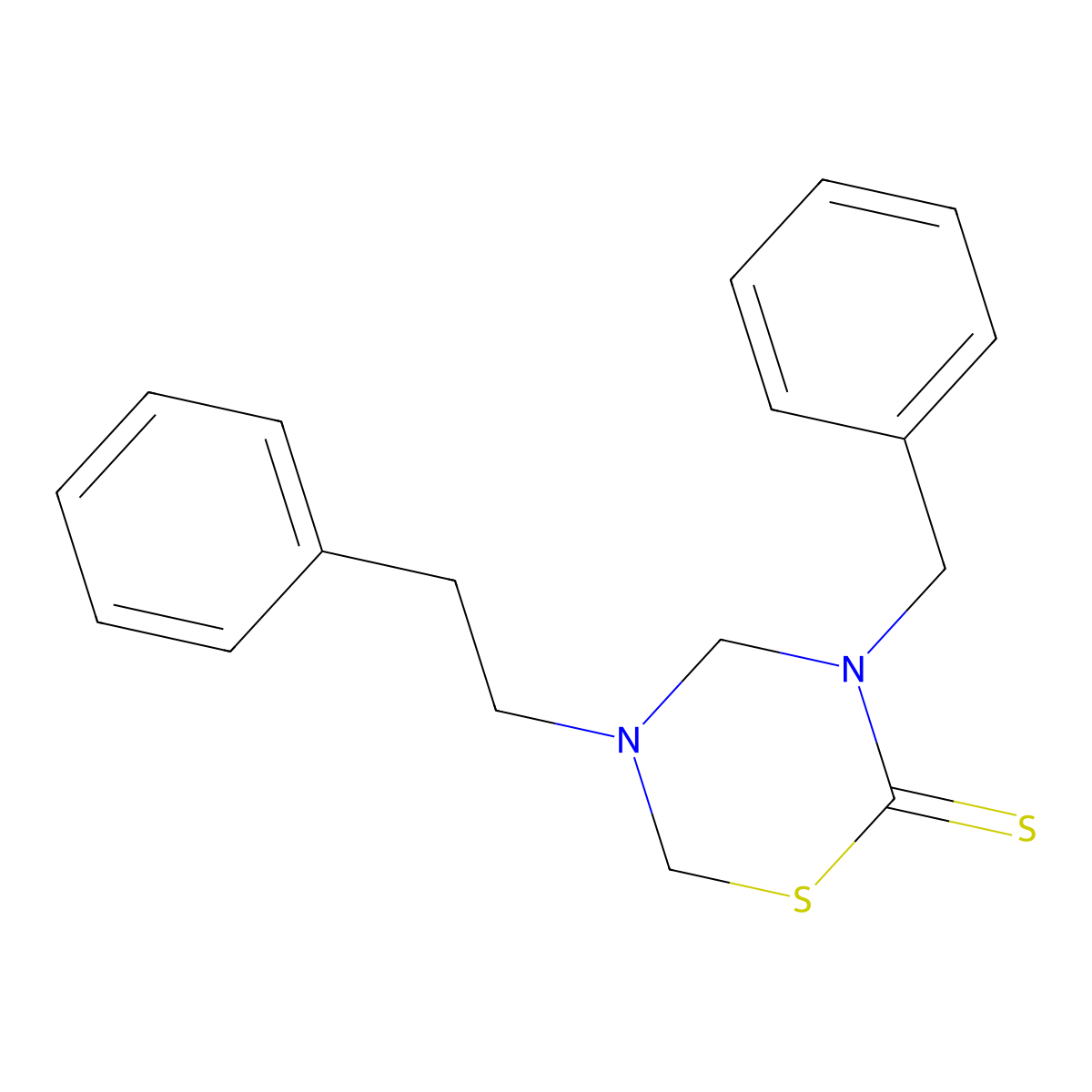 3-Benzyl-5-phenethyl-1,3,5-thiadiazinane-2-thione molecular structure, CAS 154200-54-1