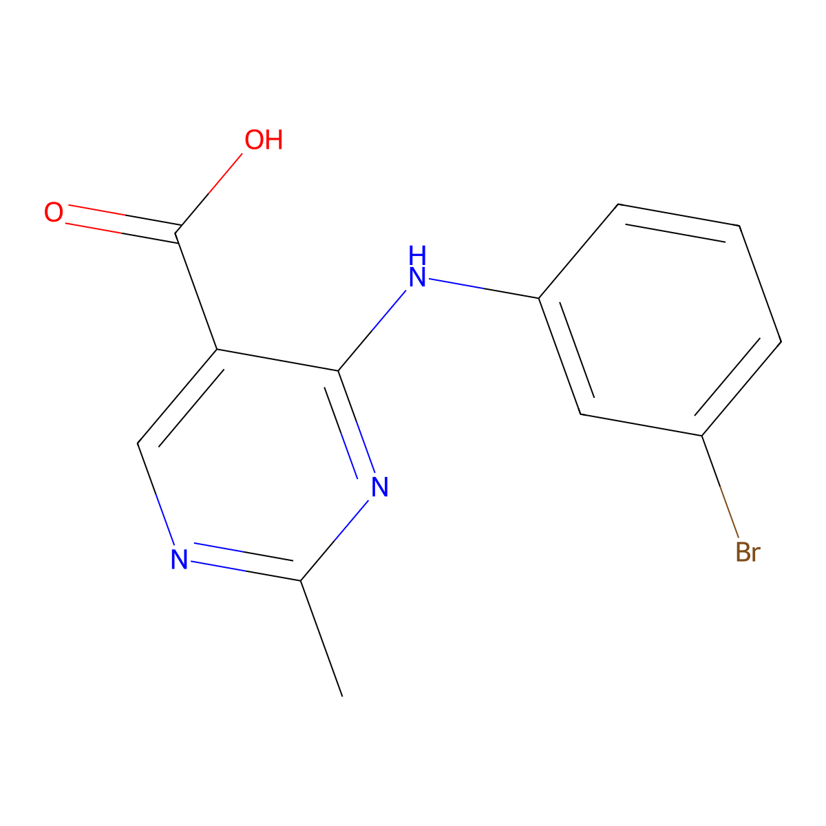 4-[(3-Bromophenyl)amino]-2-methylpyrimidine-5-carboxylic acid molecular structure, CAS 1542002-53-8
