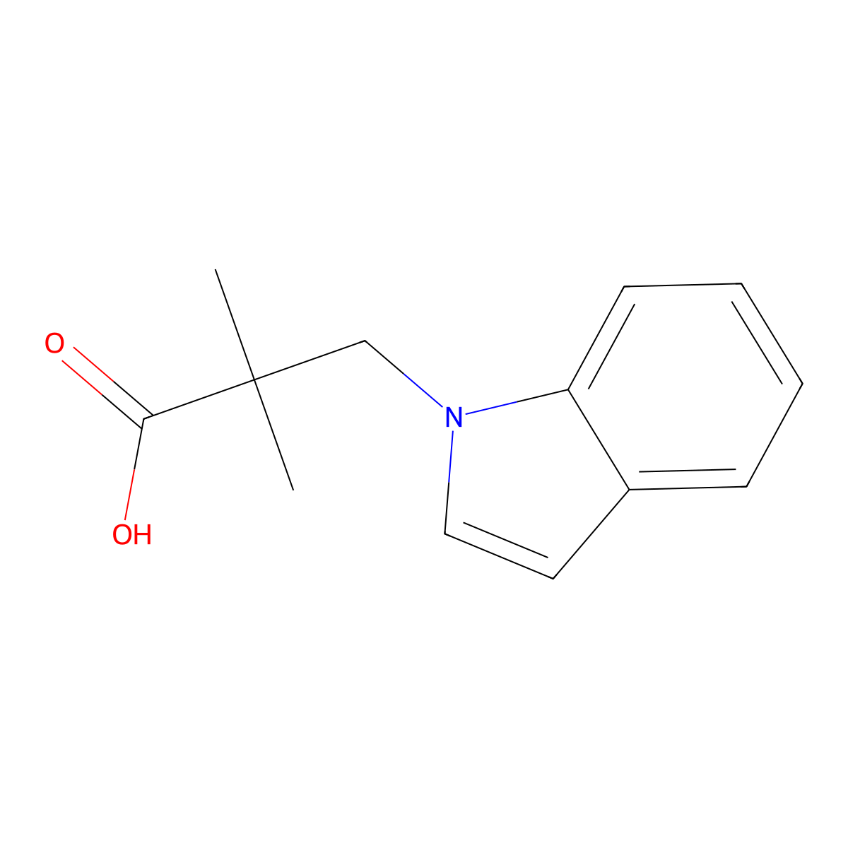 3-(1H-indol-1-yl)-2,2-dimethylpropanoic acid molecular structure, CAS 1542005-49-1