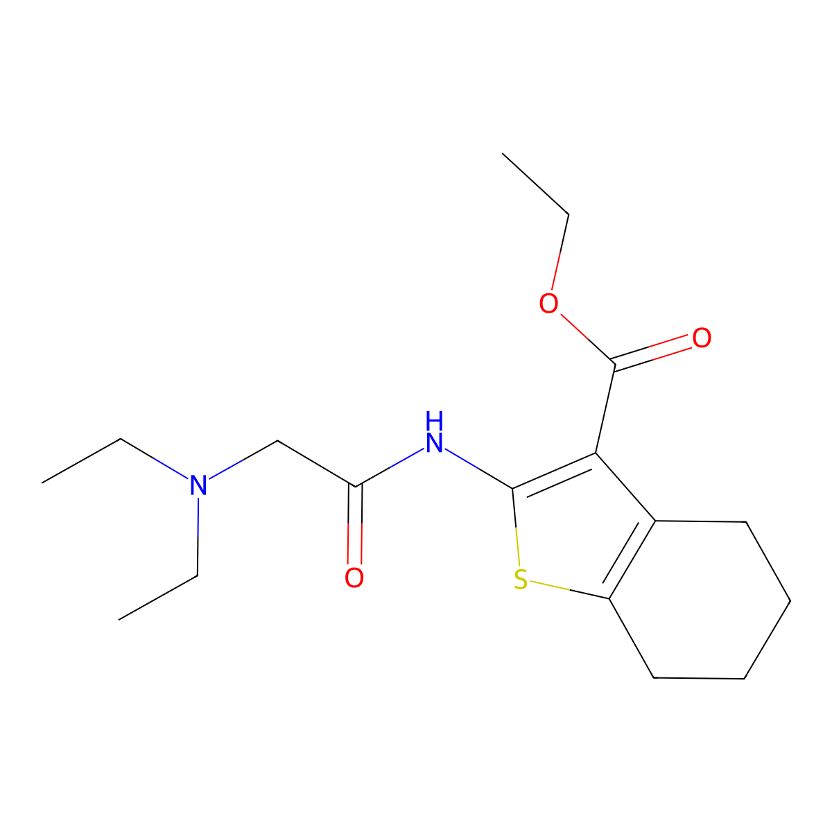 ethyl 2-[(N,N-diethylglycyl)amino]-4,5,6,7-tetrahydro-1-benzothiophene-3-carboxylate molecular structure, CAS 154201-52-2
