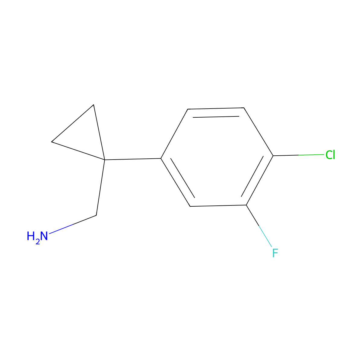 1-(4-Chloro-3-fluorophenyl)cyclopropanemethanamine molecular structure, CAS 1542010-96-7