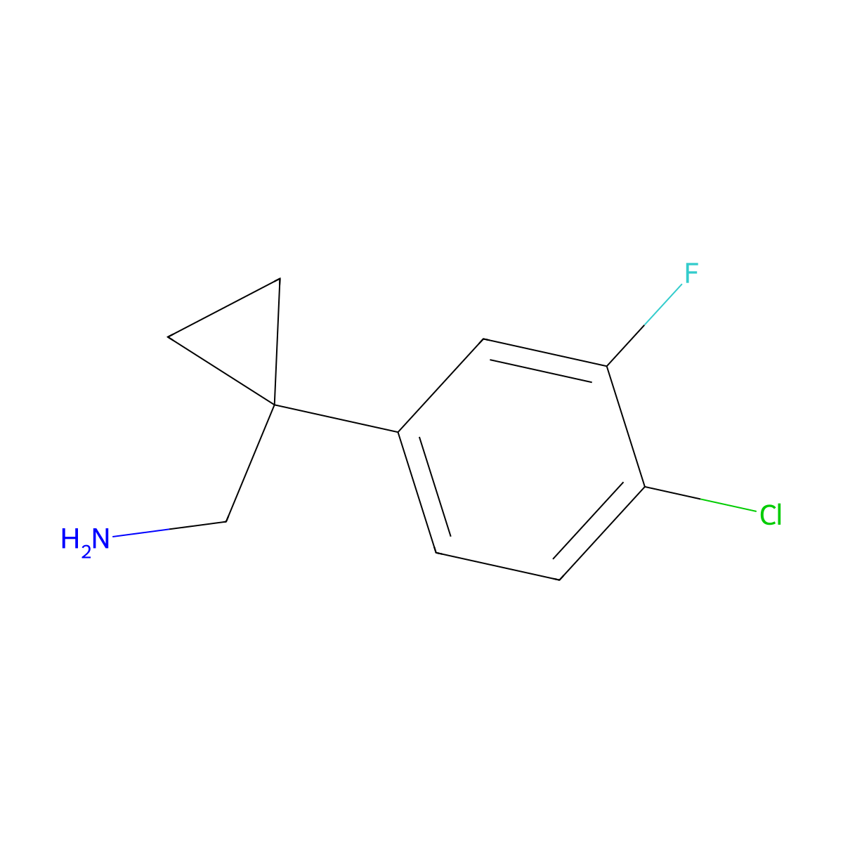 1-(4-Chloro-3-fluorophenyl)cyclopropanemethanamine molecular structure, CAS 1542010-96-7