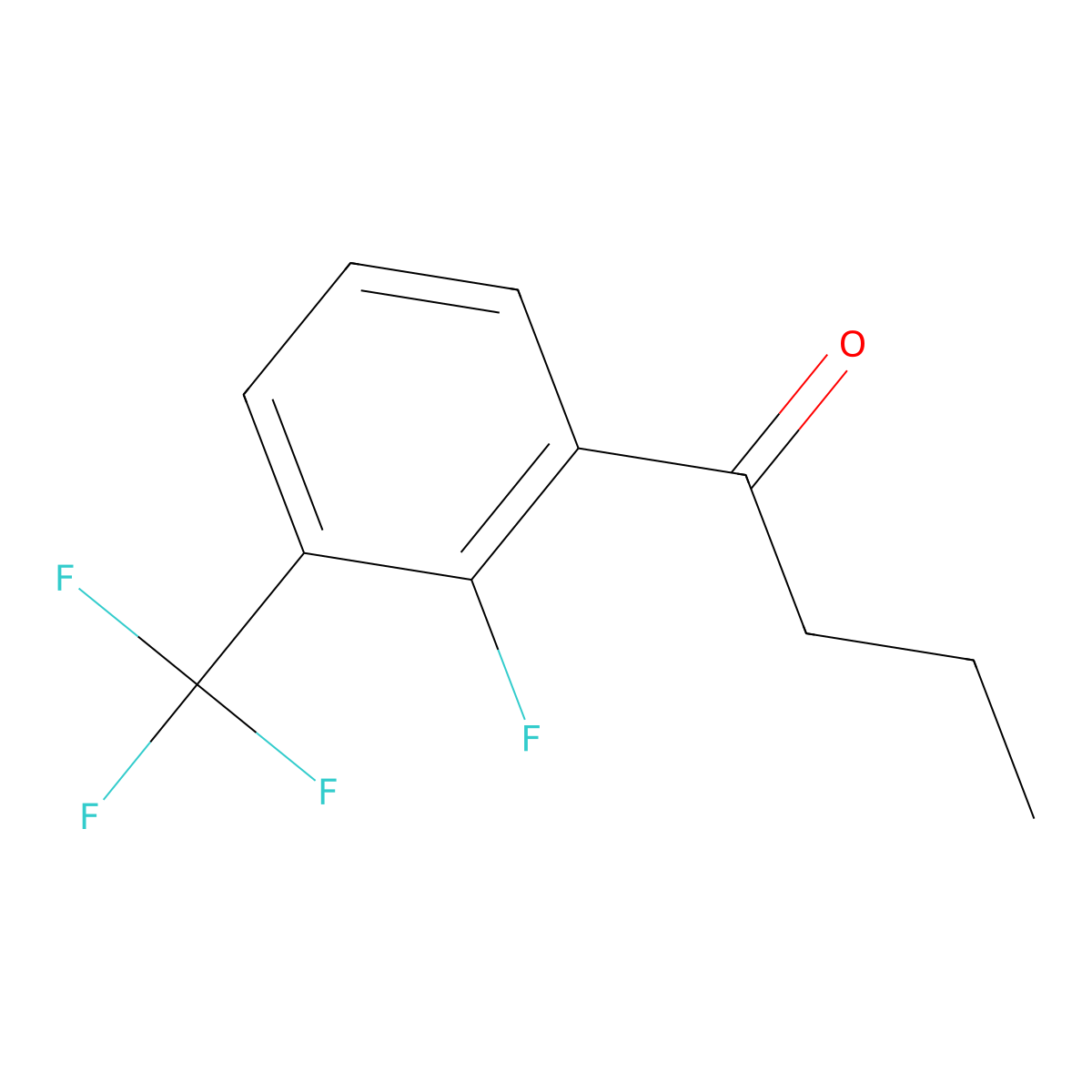 1-[2-Fluoro-3-(trifluoromethyl)phenyl]-1-butanone molecular structure, CAS 1542058-38-7