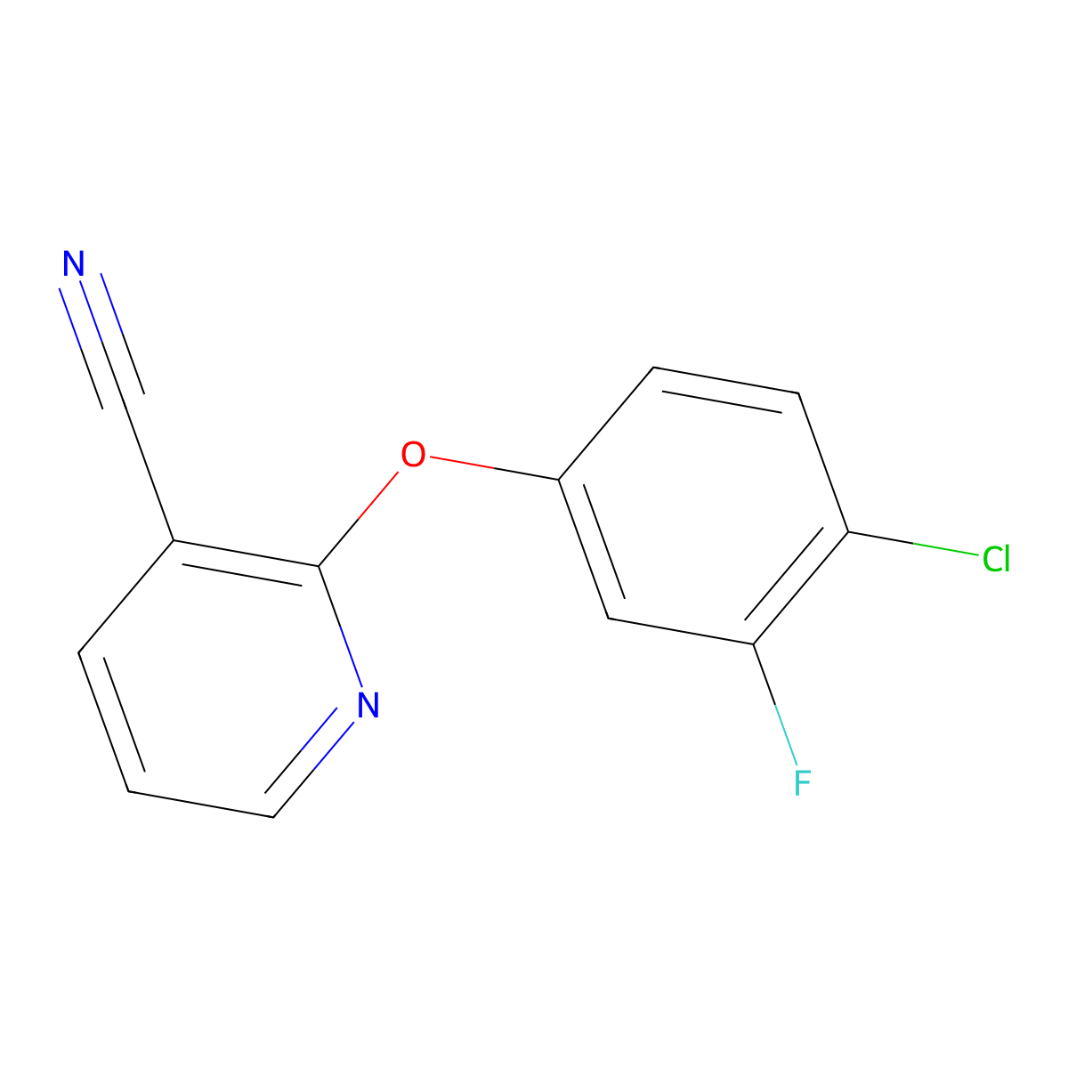 2-(4-Chloro-3-fluorophenoxy)nicotinonitrile molecular structure, CAS 1542060-32-1