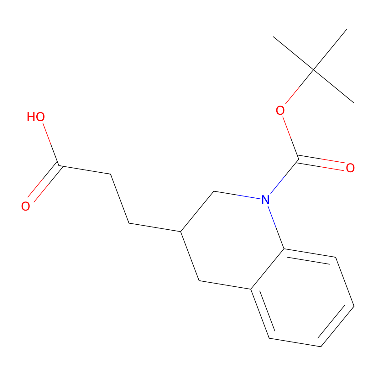 3-{1-[(Tert-butoxy)carbonyl]-1,2,3,4-tetrahydroquinolin-3-yl}propanoic acid molecular structure, CAS 1542060-43-4
