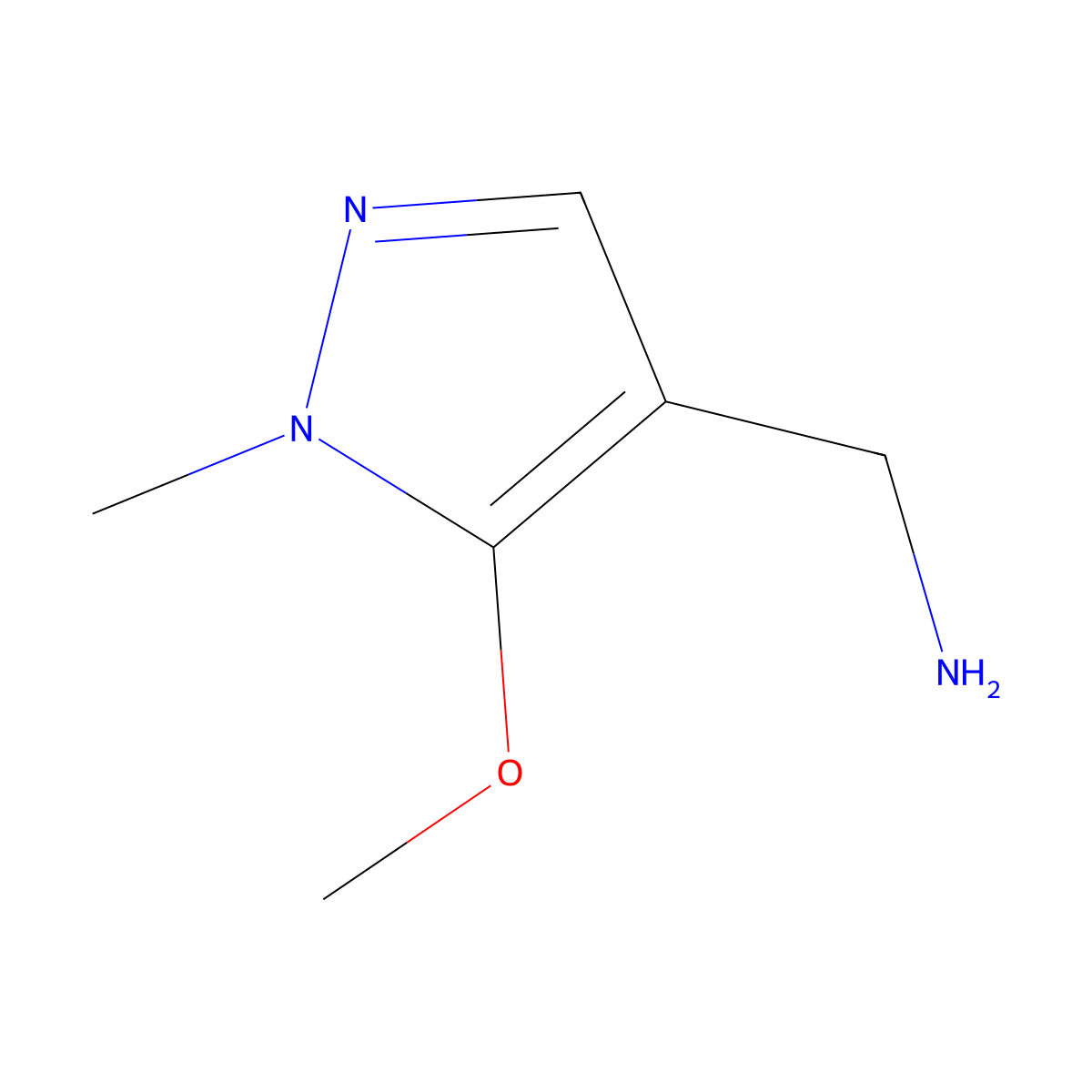 1-(5-methoxy-1-methyl-1H-pyrazol-4-yl)methanamine molecular structure, CAS 1542085-54-0