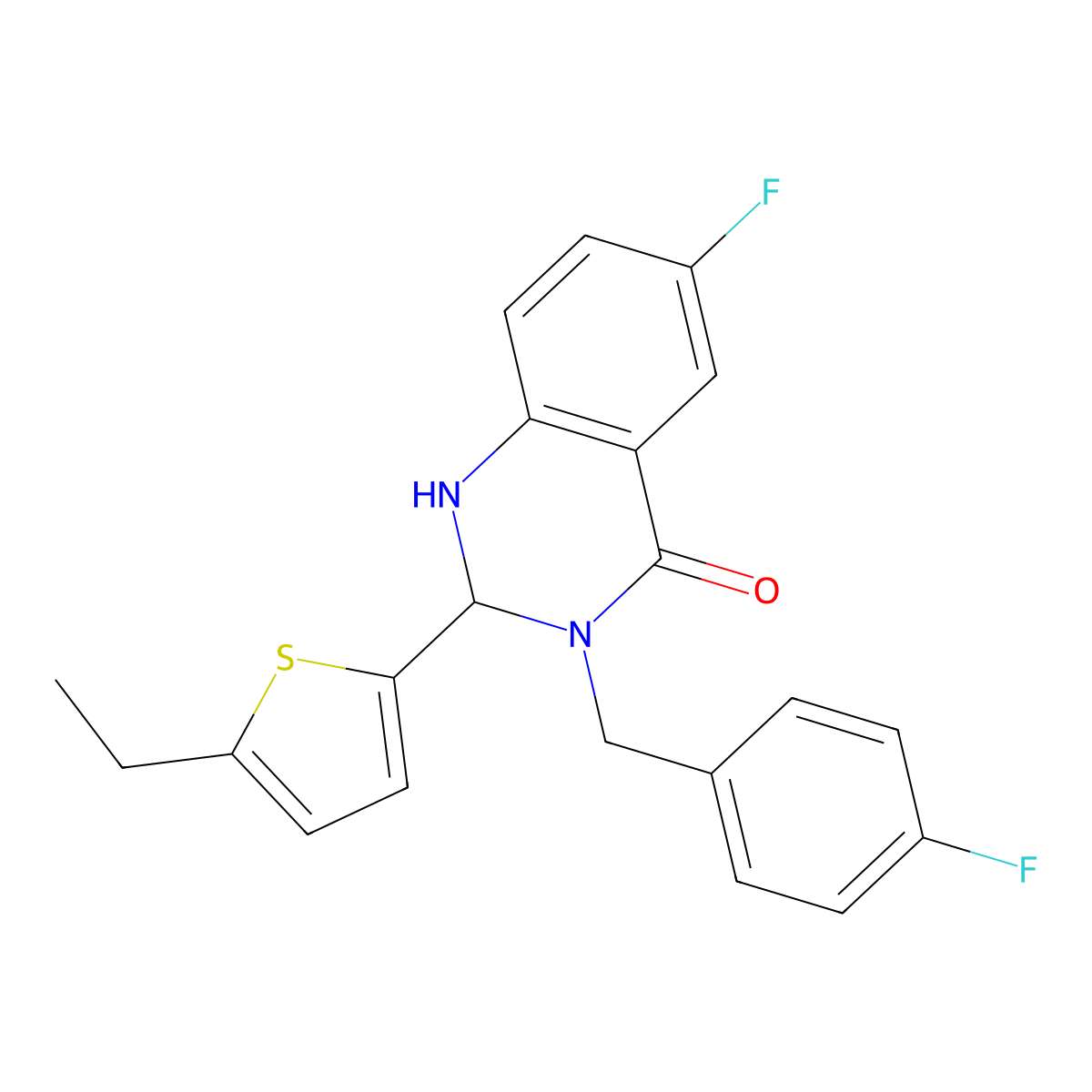 2-(5-Ethylthiophene-2-yl)-6-fluoro-3-(4-fluorobenzyl)-2,3-dihydroquinazoline-4(1H)-one molecular structure, CAS 1542098-94-1
