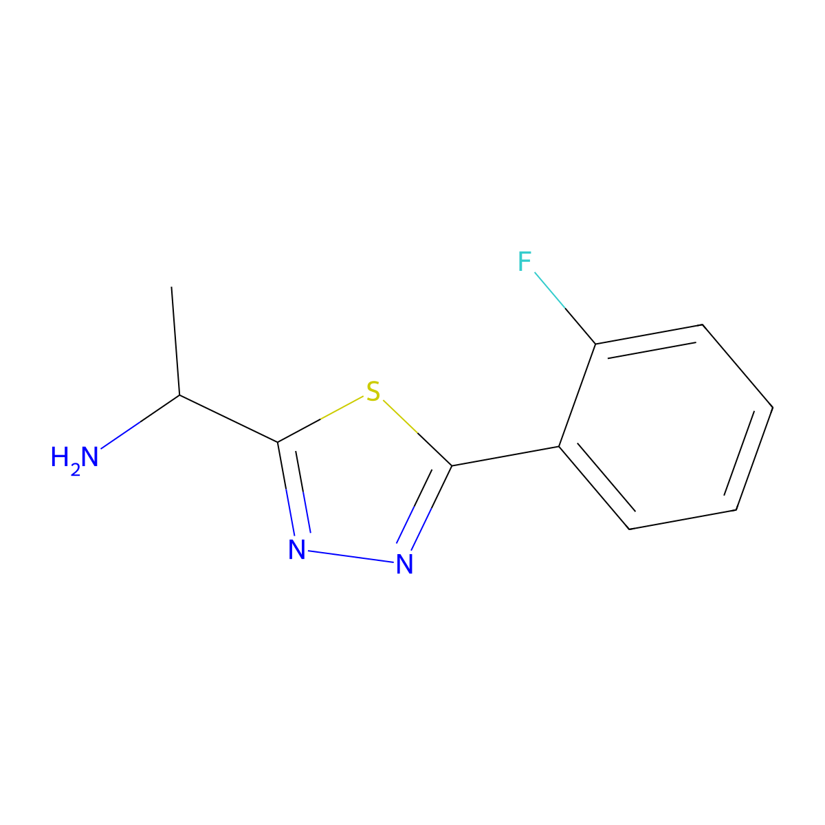 1-[5-(2-Fluorophenyl)-1,3,4-thiadiazol-2-yl]ethan-1-amine molecular structure, CAS 1542100-93-5