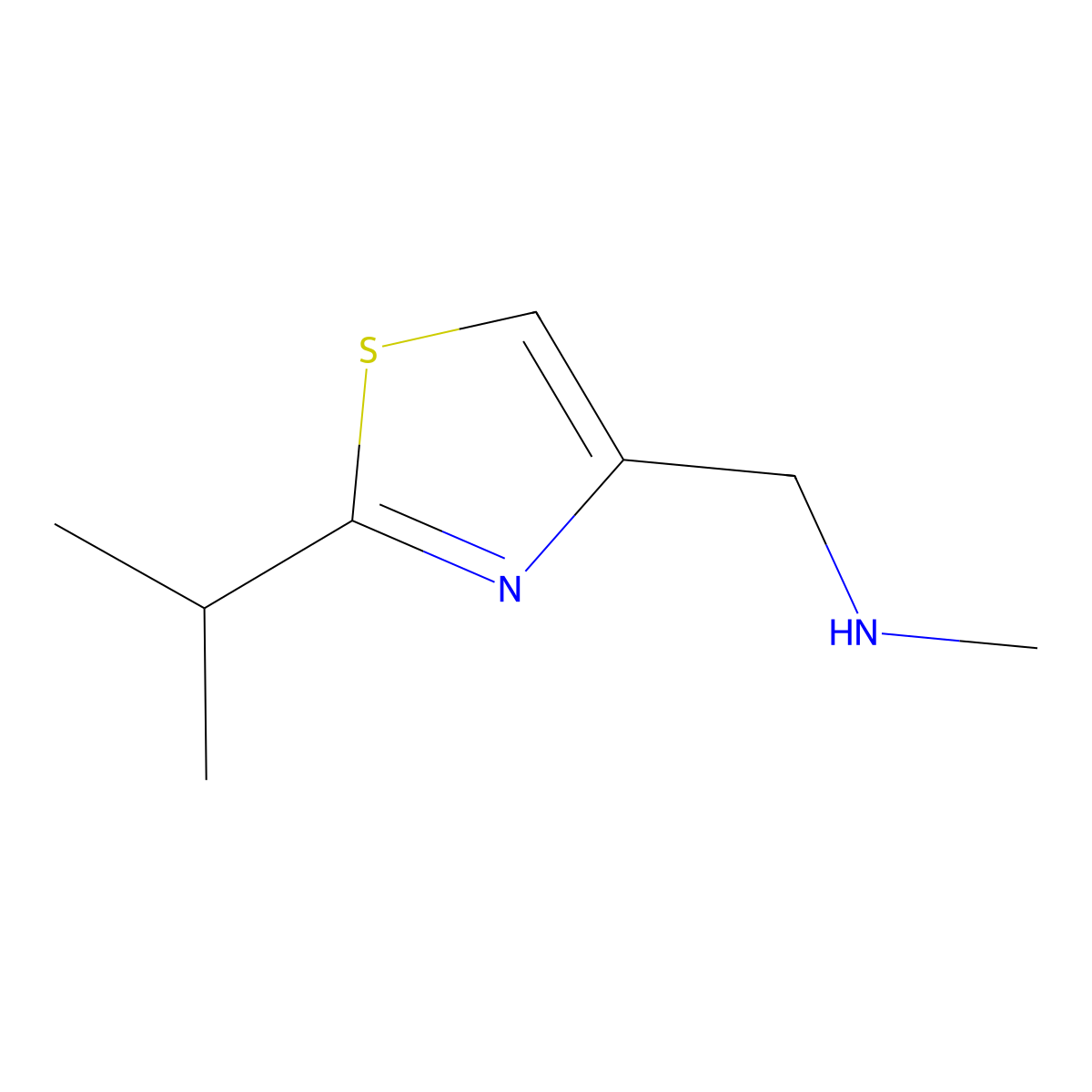 2-Isopropyl-4-(N-methyl)amino-methyl thiazole molecular structure, CAS 154212-60-9