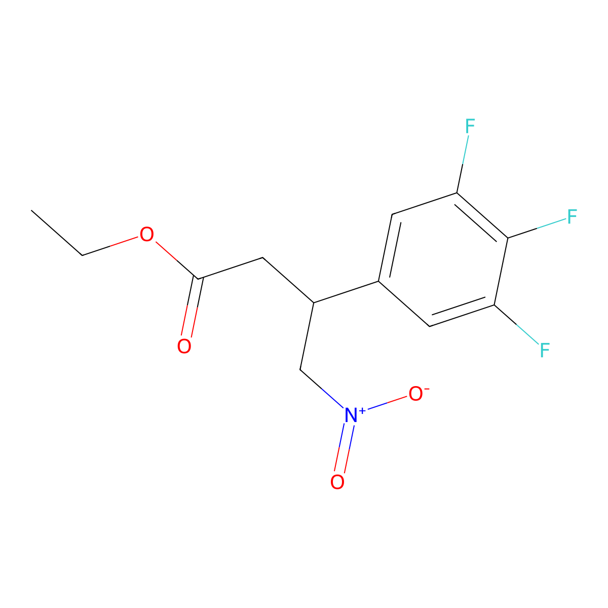 Ethyl 3,4,5-trifluoro-beta-(nitromethyl)benzenepropanoate molecular structure, CAS 1542139-16-1