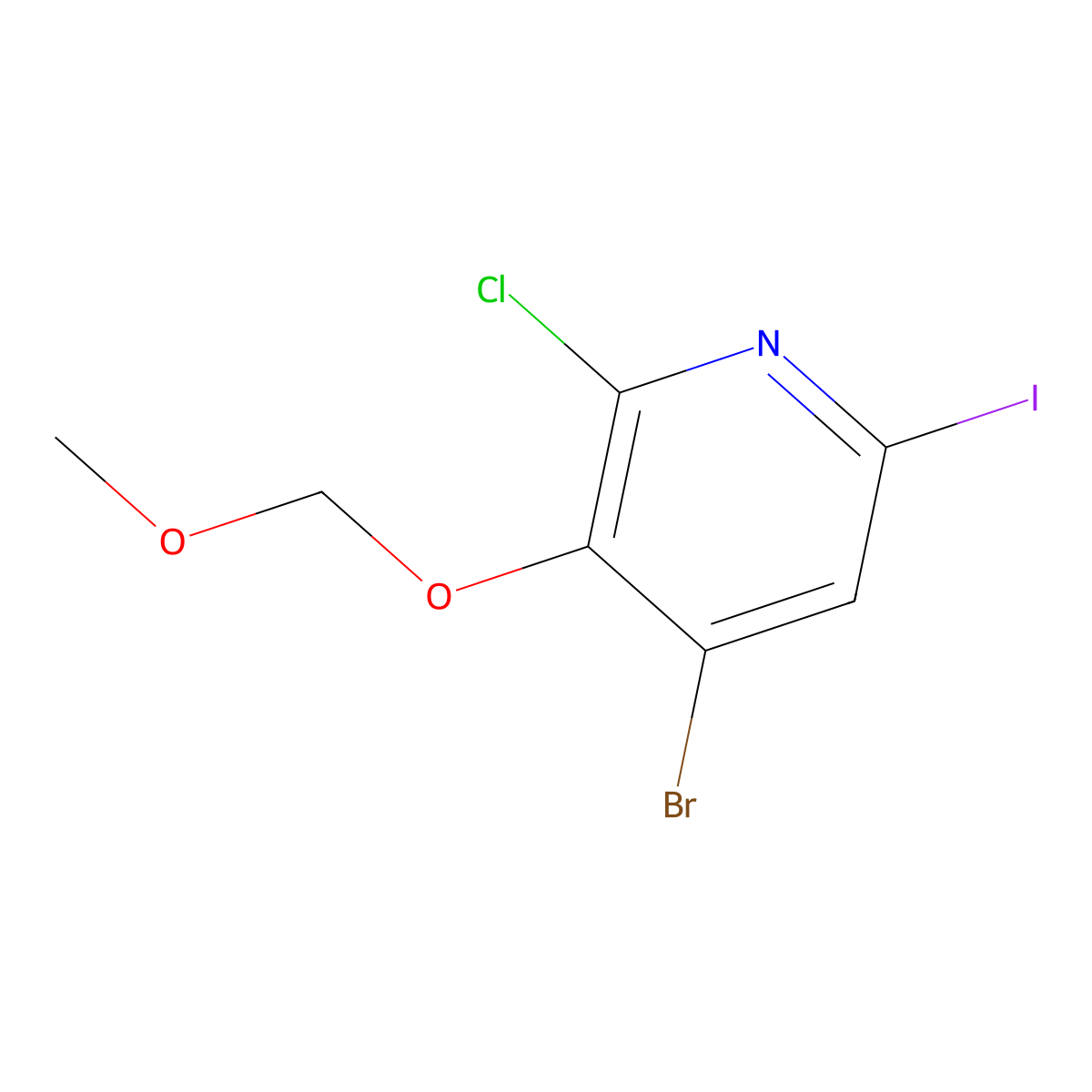 4-Bromo-2-chloro-6-iodo-3-(methoxymethoxy)pyridine molecular structure, CAS 1542143-39-4