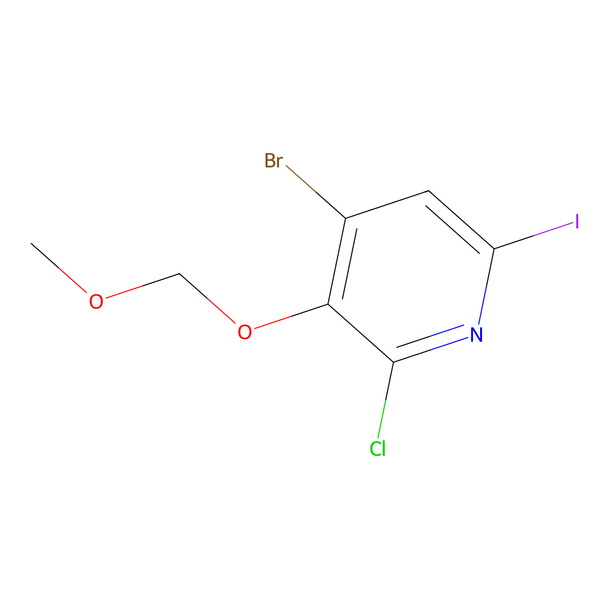 4-Bromo-2-chloro-6-iodo-3-(methoxymethoxy)pyridine molecular structure, CAS 1542143-39-4
