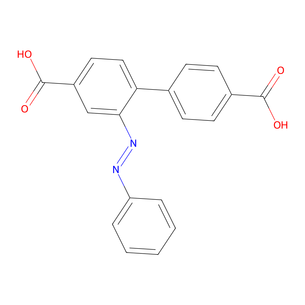 2-(Phenyldiazenyl)-[1,1'-biphenyl]-4,4'-dicarboxylic acid molecular structure, CAS 1542144-59-1