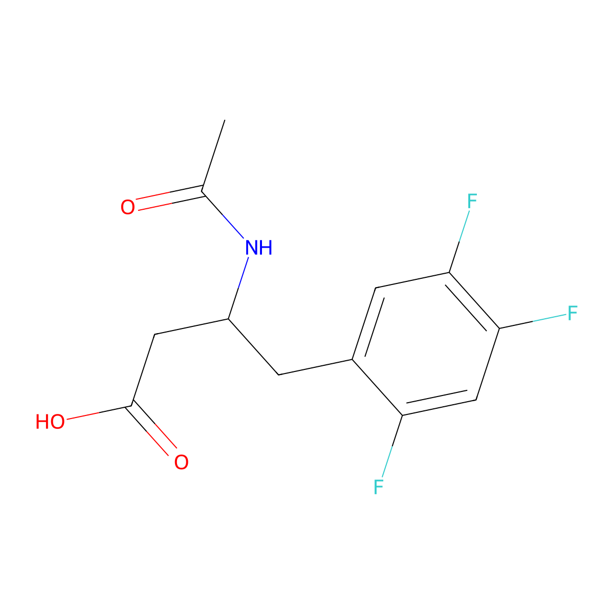 3-Acetamido-4-(2,4,5-trifluorophenyl)butanoic acid molecular structure, CAS 1542151-96-1