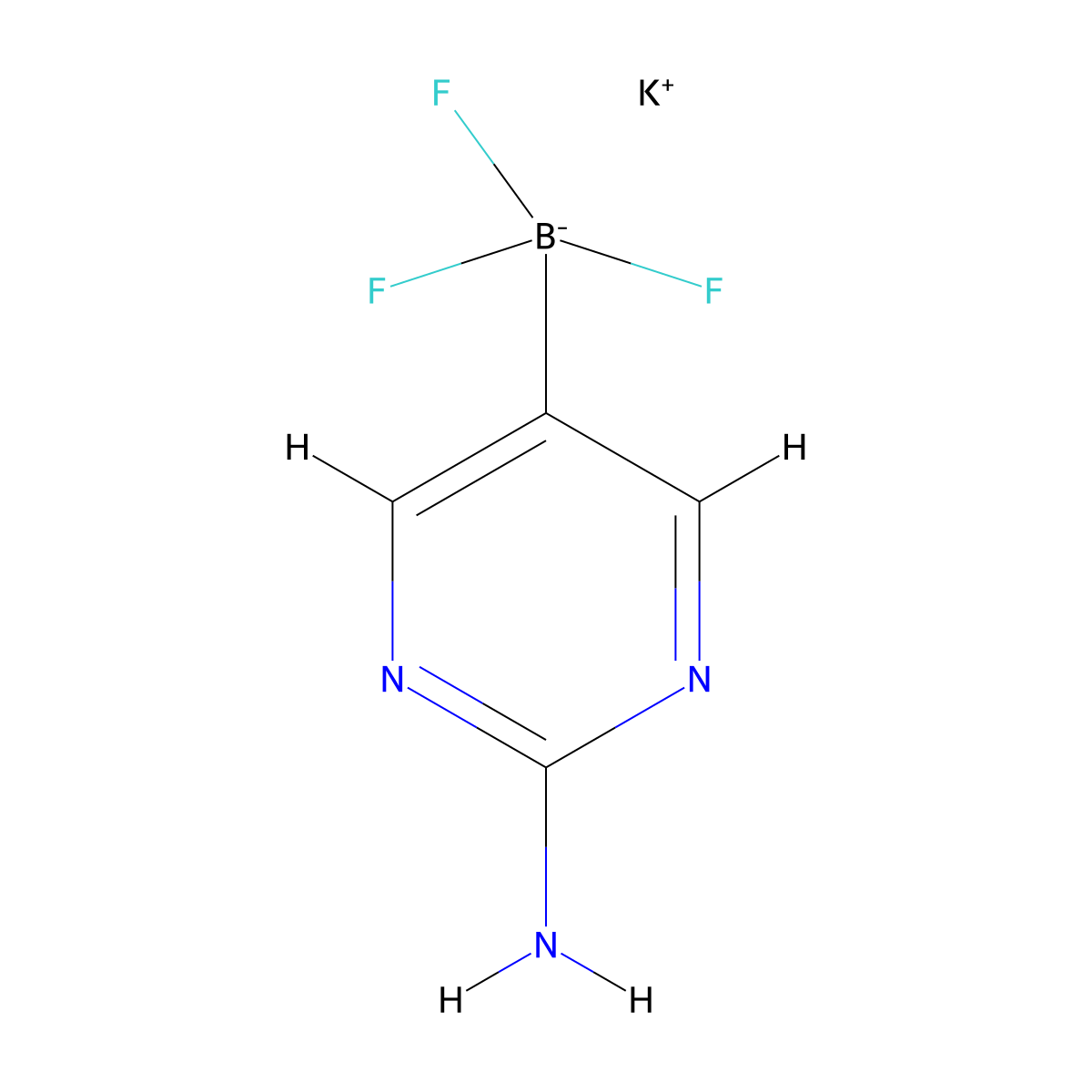Potassium (2-aminopyrimidin-5-yl)trifluoroboranuide molecular structure, CAS 1542163-52-9