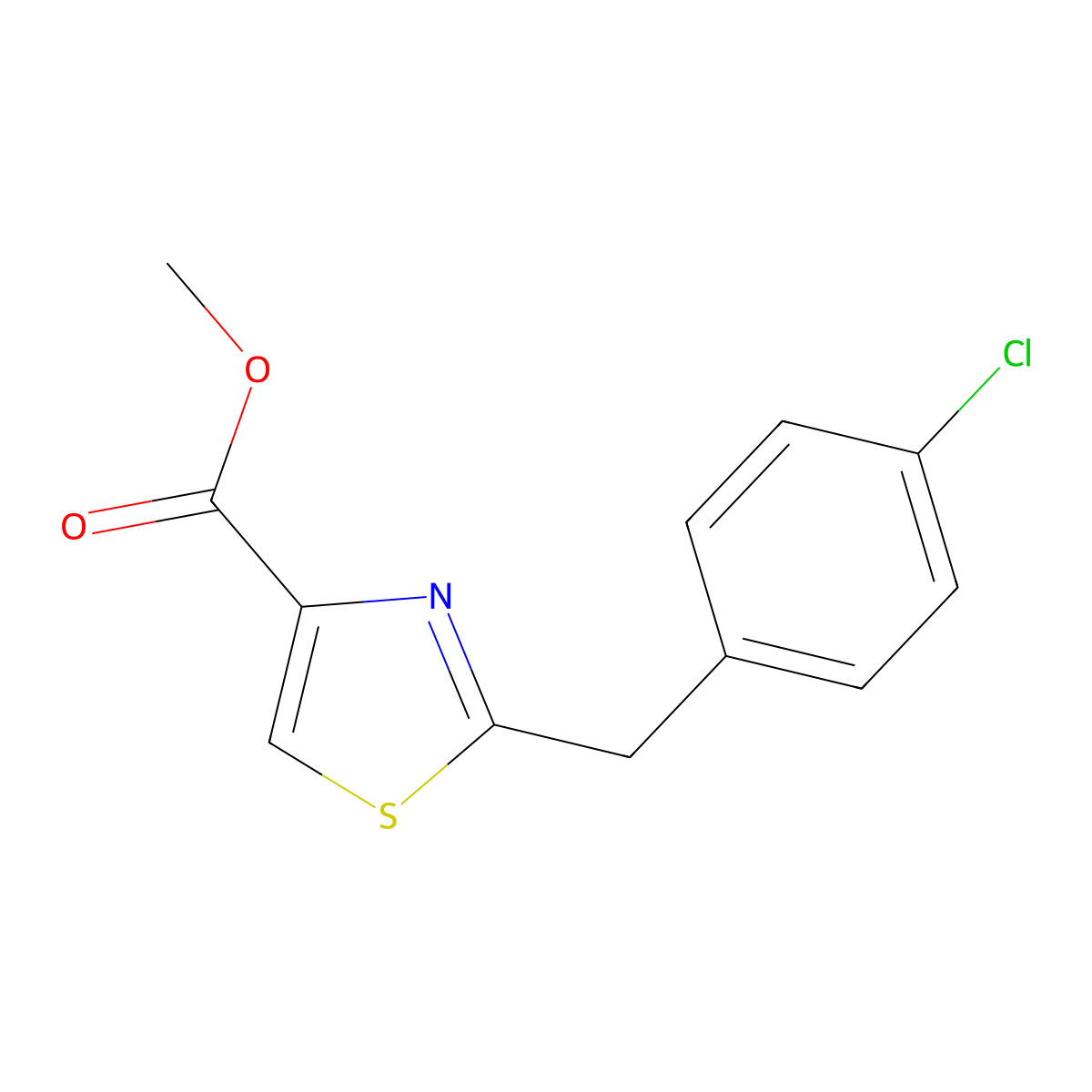 Methyl 2-[(4-chlorophenyl)methyl]-1,3-thiazole-4-carboxylate molecular structure, CAS 154220-01-6