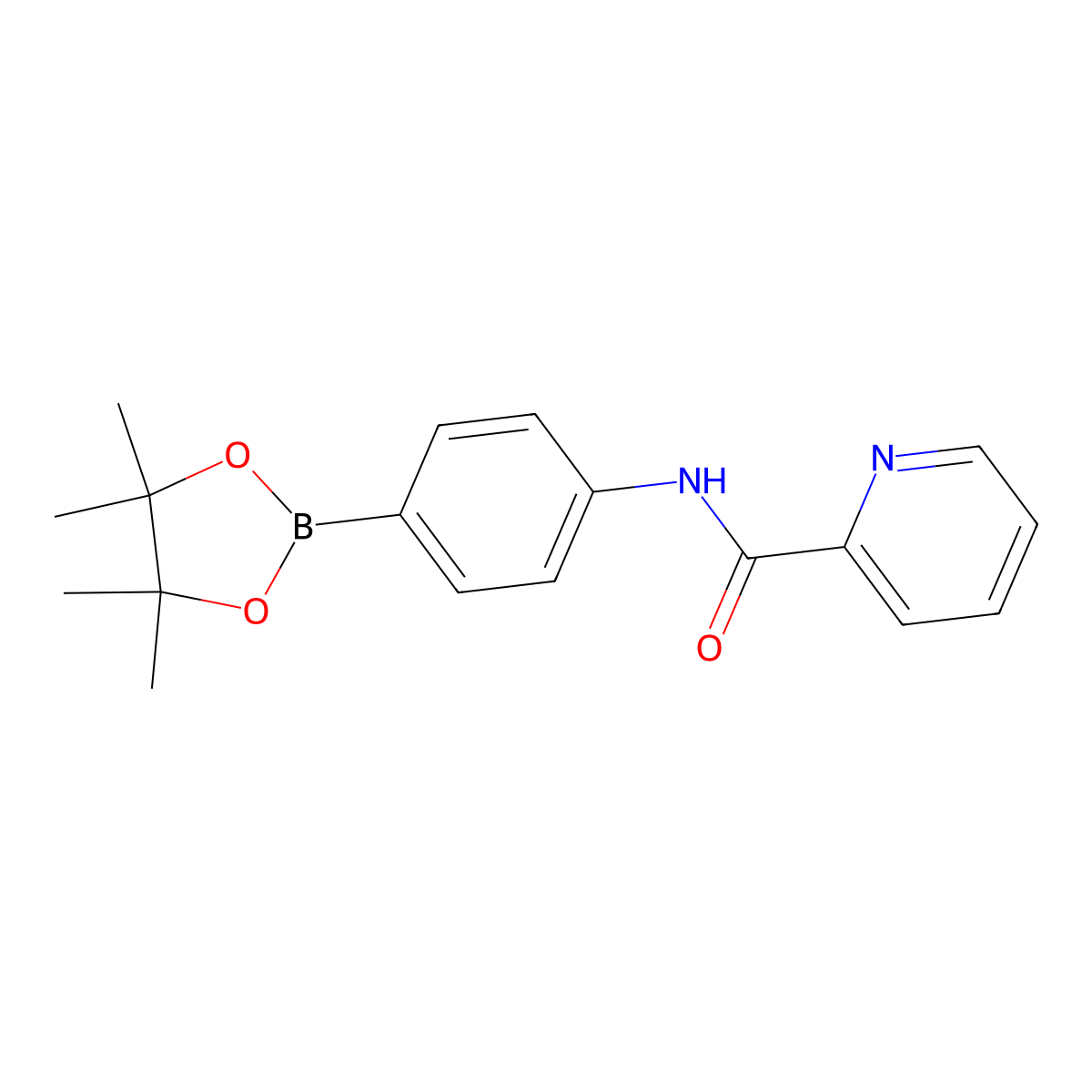 N-(4-(4,4,5,5-tetramethyl-1,3,2-dioxaborolan-2-yl)phenyl)picolinamide molecular structure, CAS 1542209-30-2