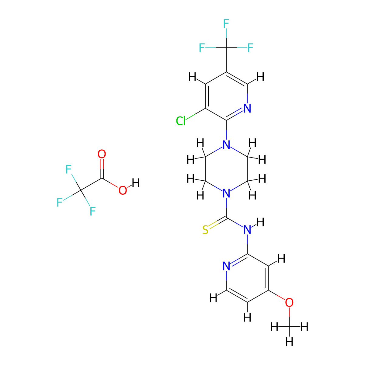 4-(3-chloro-5-(trifluoromethyl)pyridin-2-yl)-N-(4-methoxypyridin-2-yl)piperazine-1-carbothioamide trifluoroacetate molecular structure, CAS 1542213-67-1
