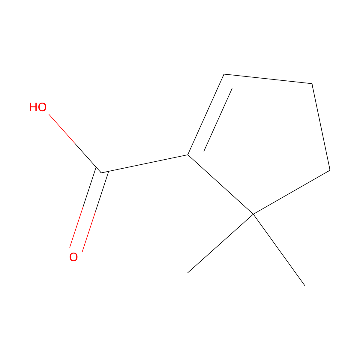 5,5-Dimethylcyclopent-1-ene-1-carboxylic acid molecular structure, CAS 154222-75-0