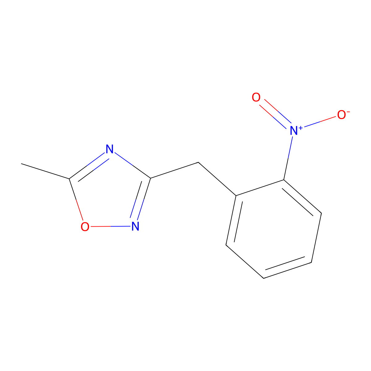 5-Methyl-3-(2-nitrobenzyl)-1,2,4-oxadiazole molecular structure, CAS 154224-05-2