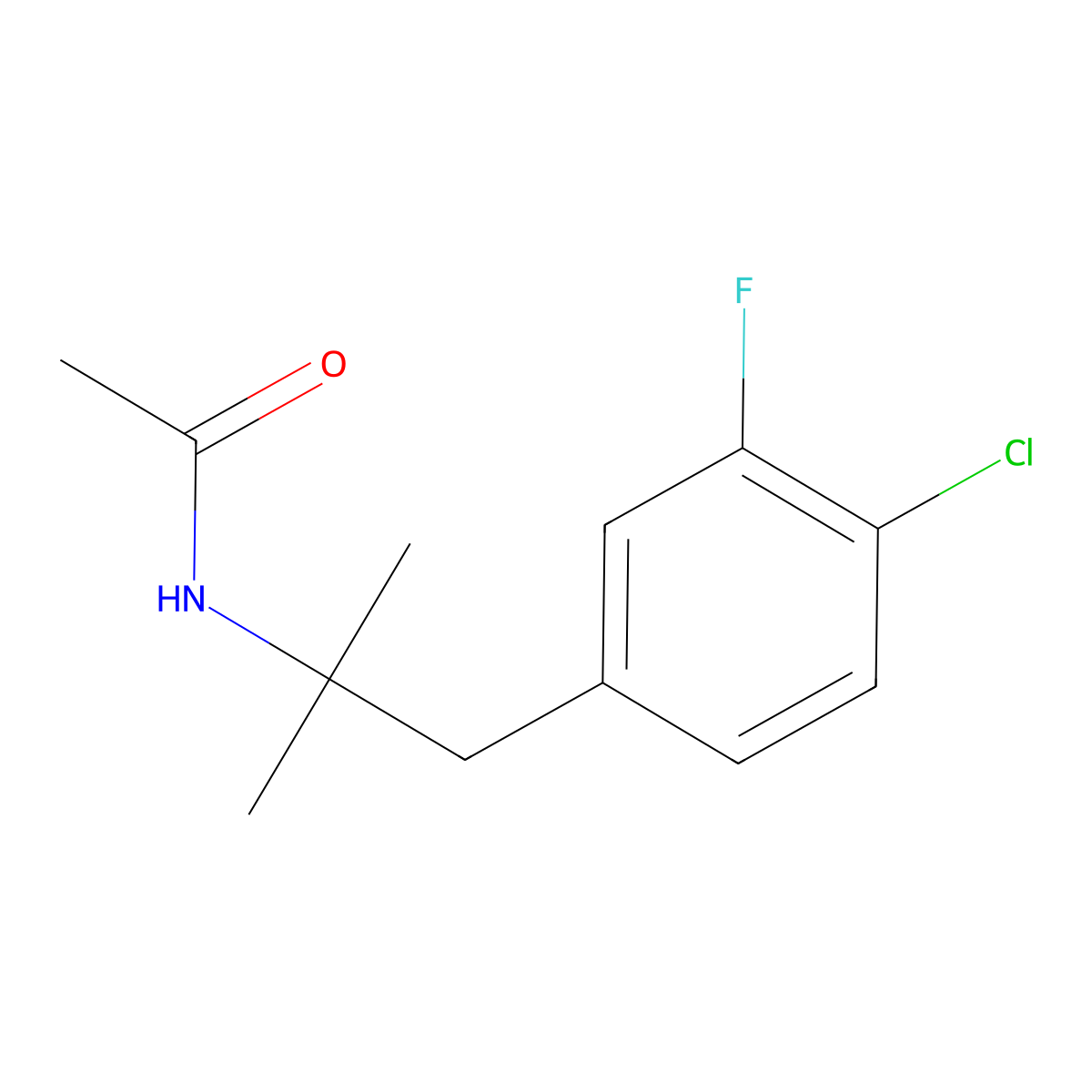 N-(1-(4-Chloro-3-fluorophenyl)-2-methylpropan-2-YL)acetamide molecular structure, CAS 1542259-91-5