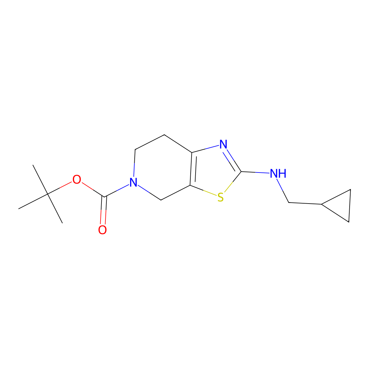 1,1-Dimethylethyl 2-[(cyclopropylmethyl)amino]-6,7-dihydrothiazolo[5,4-c]pyridine-5(4H)-carboxylate molecular structure, CAS 1542266-45-4
